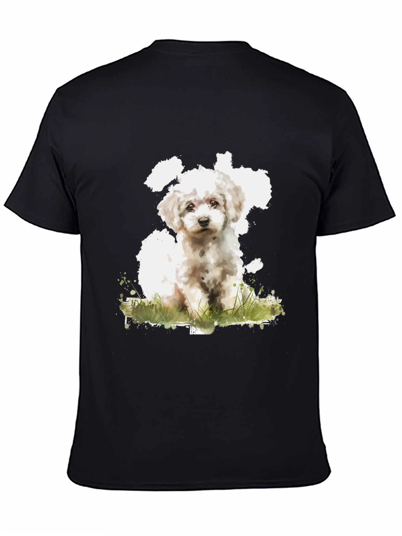 Black Cute Dog Art Black T-Shirt - Soft Cotton Blend view 4