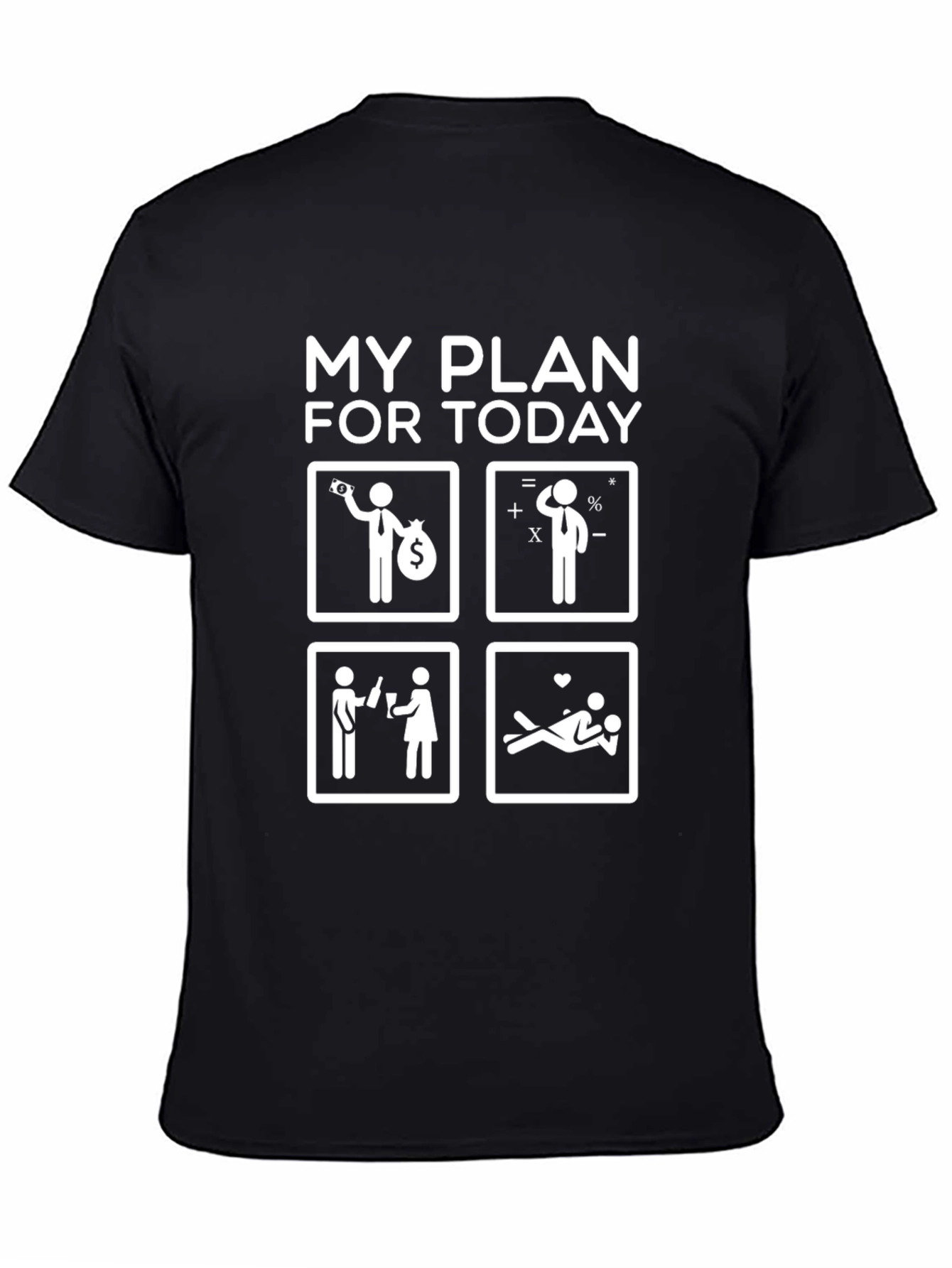 Black Funny Today's Plan Graphic T-Shirt view 4