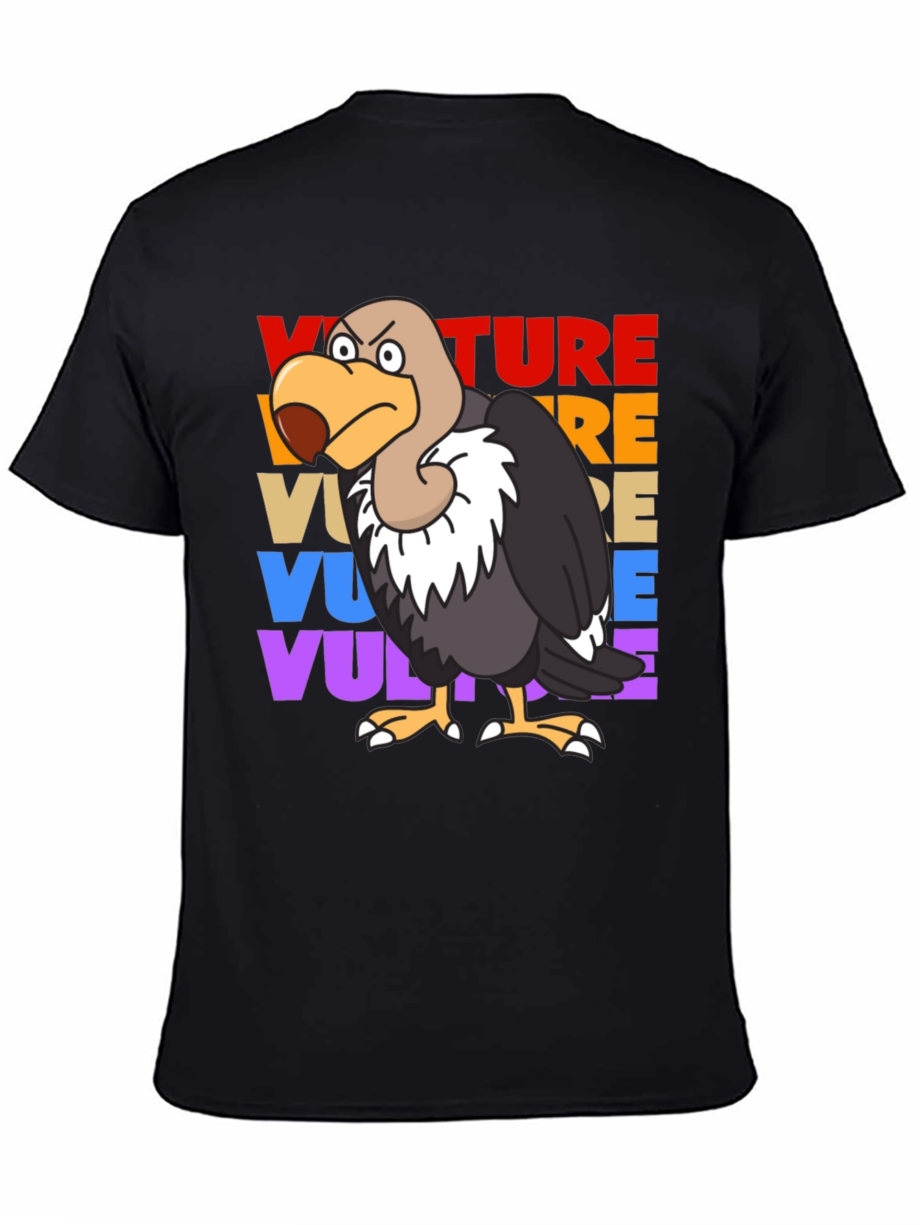 Black Vulture T-Shirt - Retro Style Cartoon Bird Tee view 4