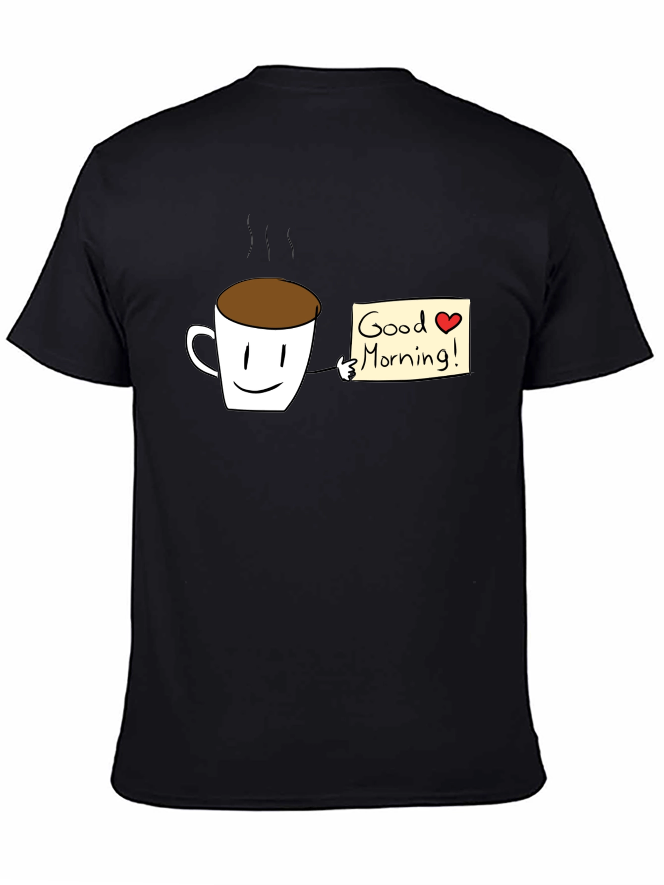Black Good Morning Coffee Graphic T-Shirt - Black view 4