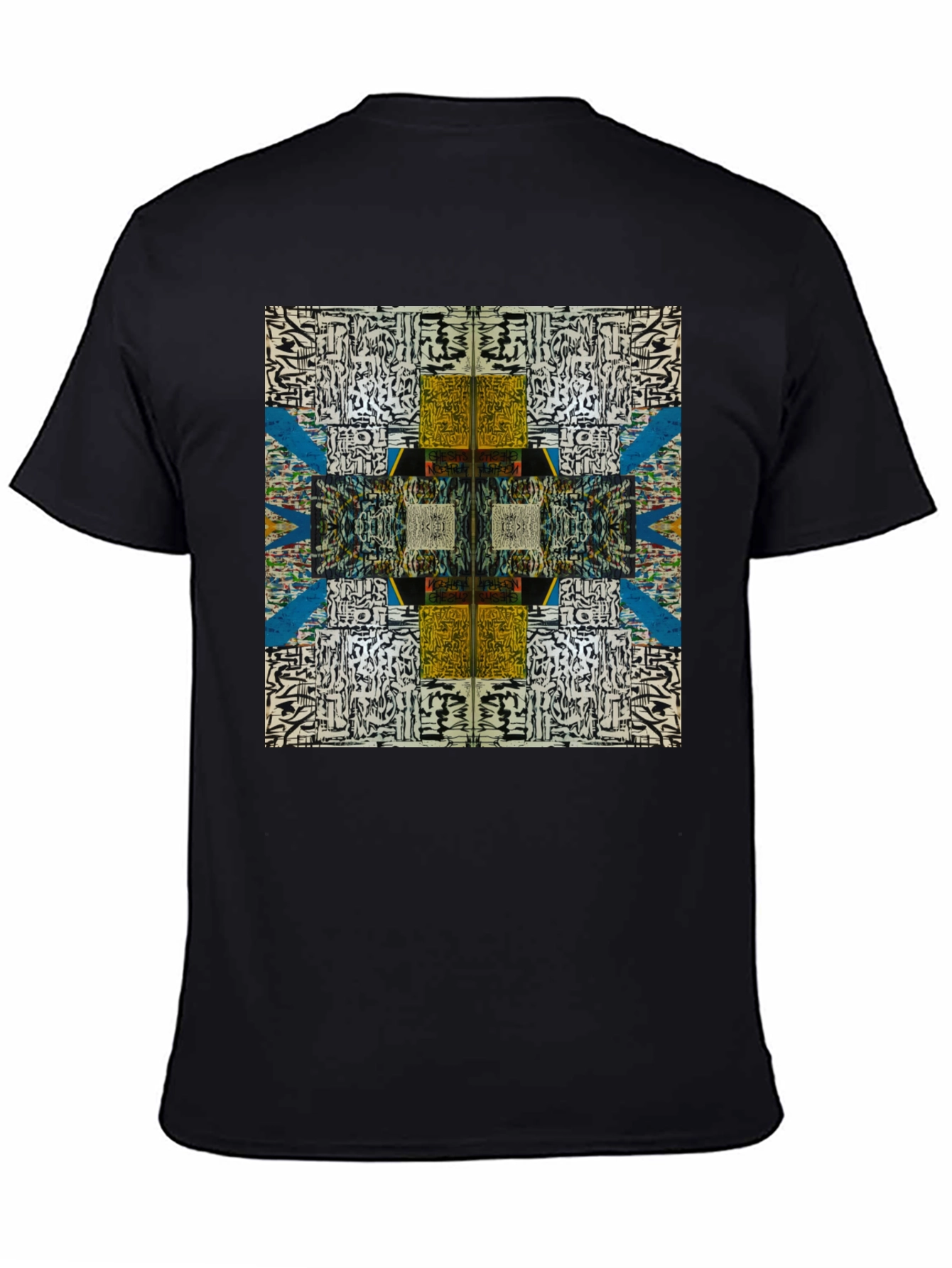 Black Abstract Graphic Print Black Tee view 4