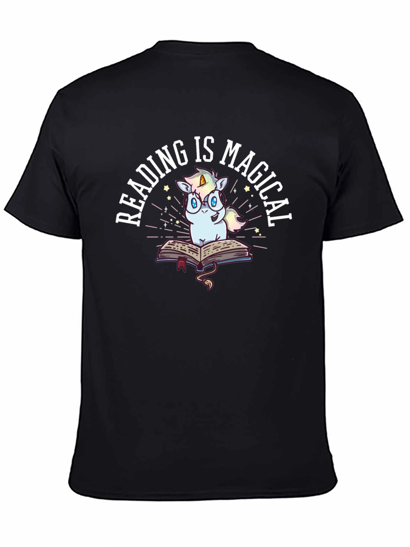 Black Reading Is Magical Unicorn T-Shirt view 4