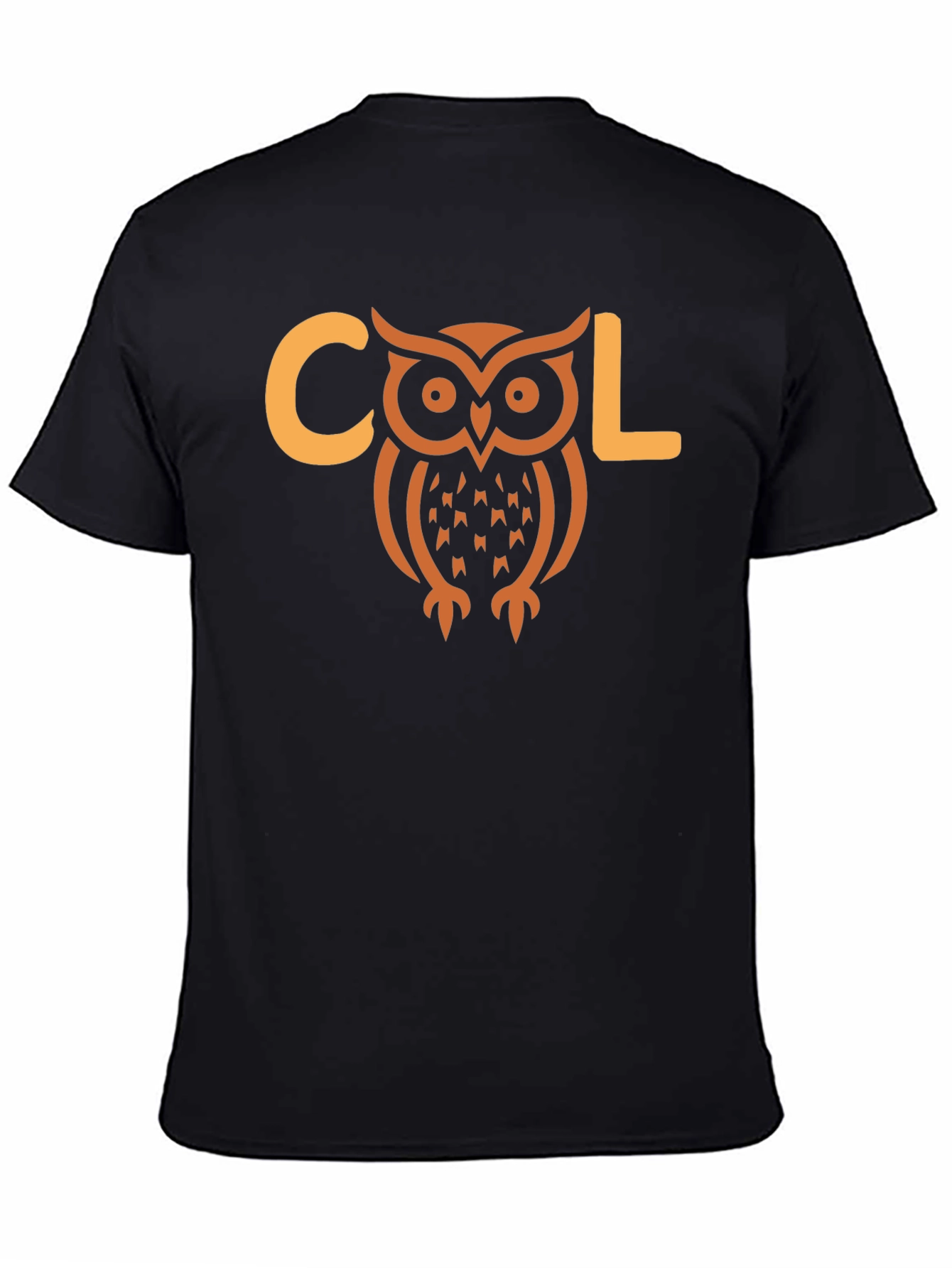 Black Cool Owl Graphic T-Shirt - Black Cotton Tee view 4