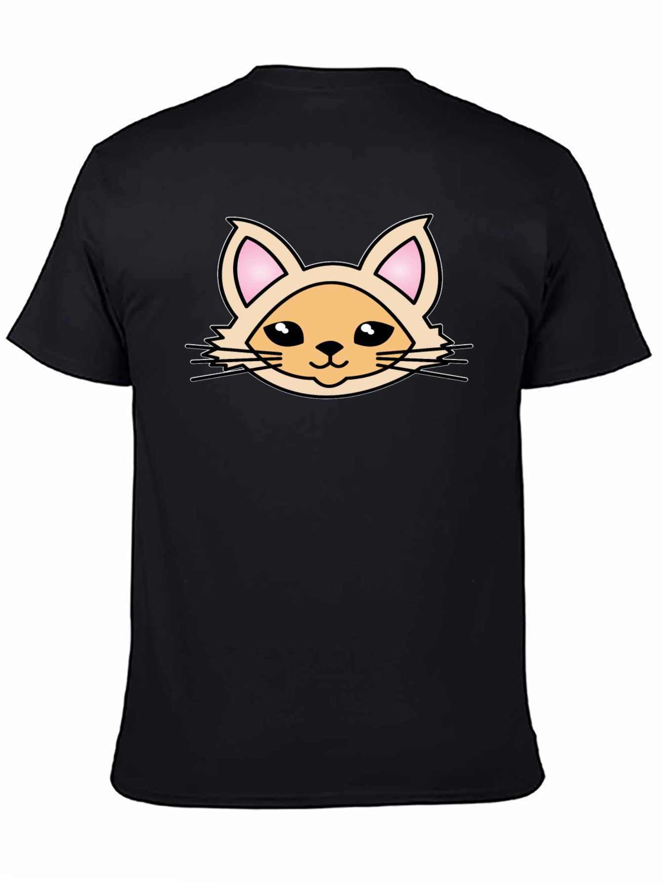 Black Cute Cartoon Cat Graphic T-Shirt - Black view 4