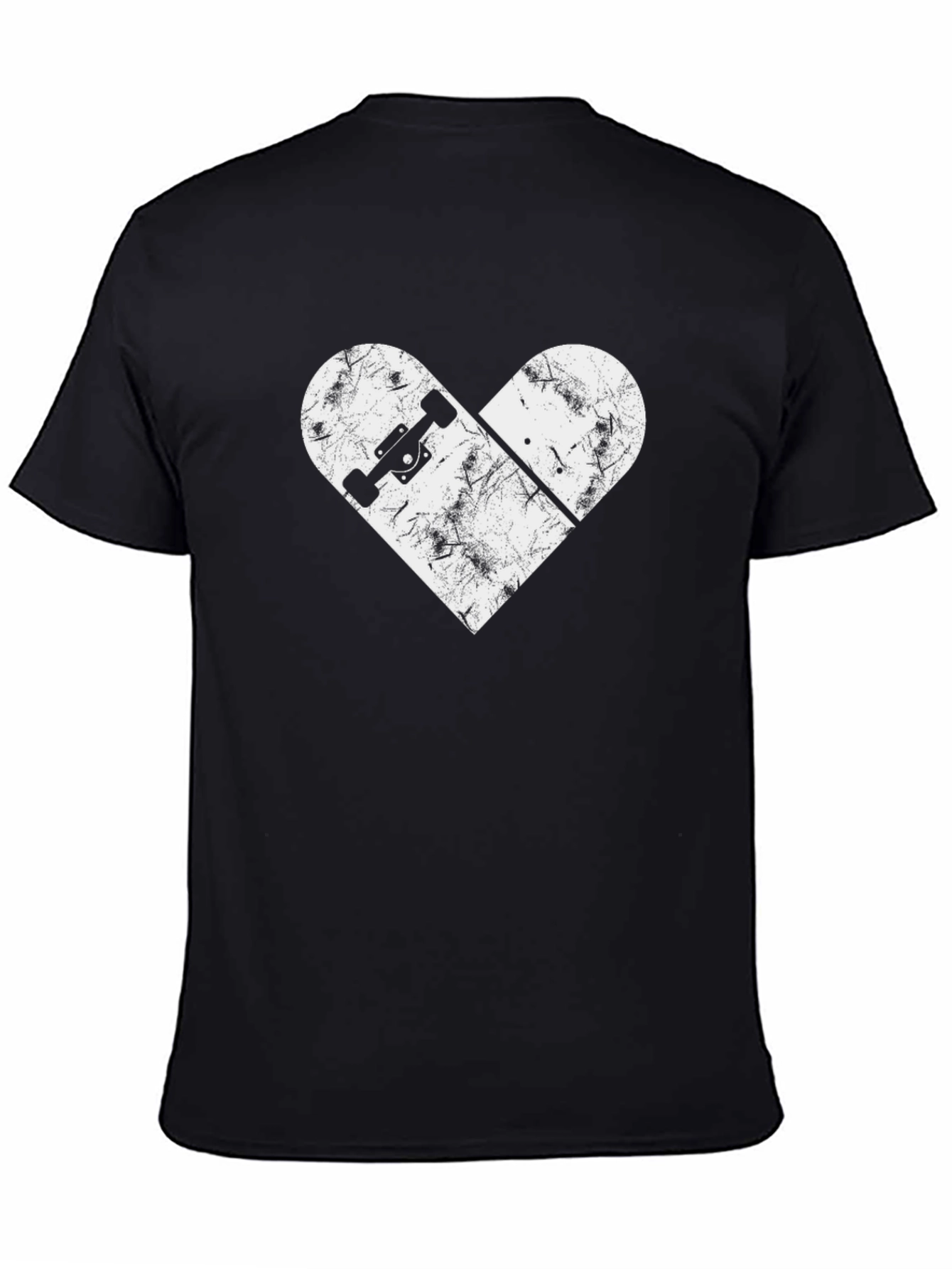 Black Skateboard Heart Graphic Tee - Cool Skater Design view 4