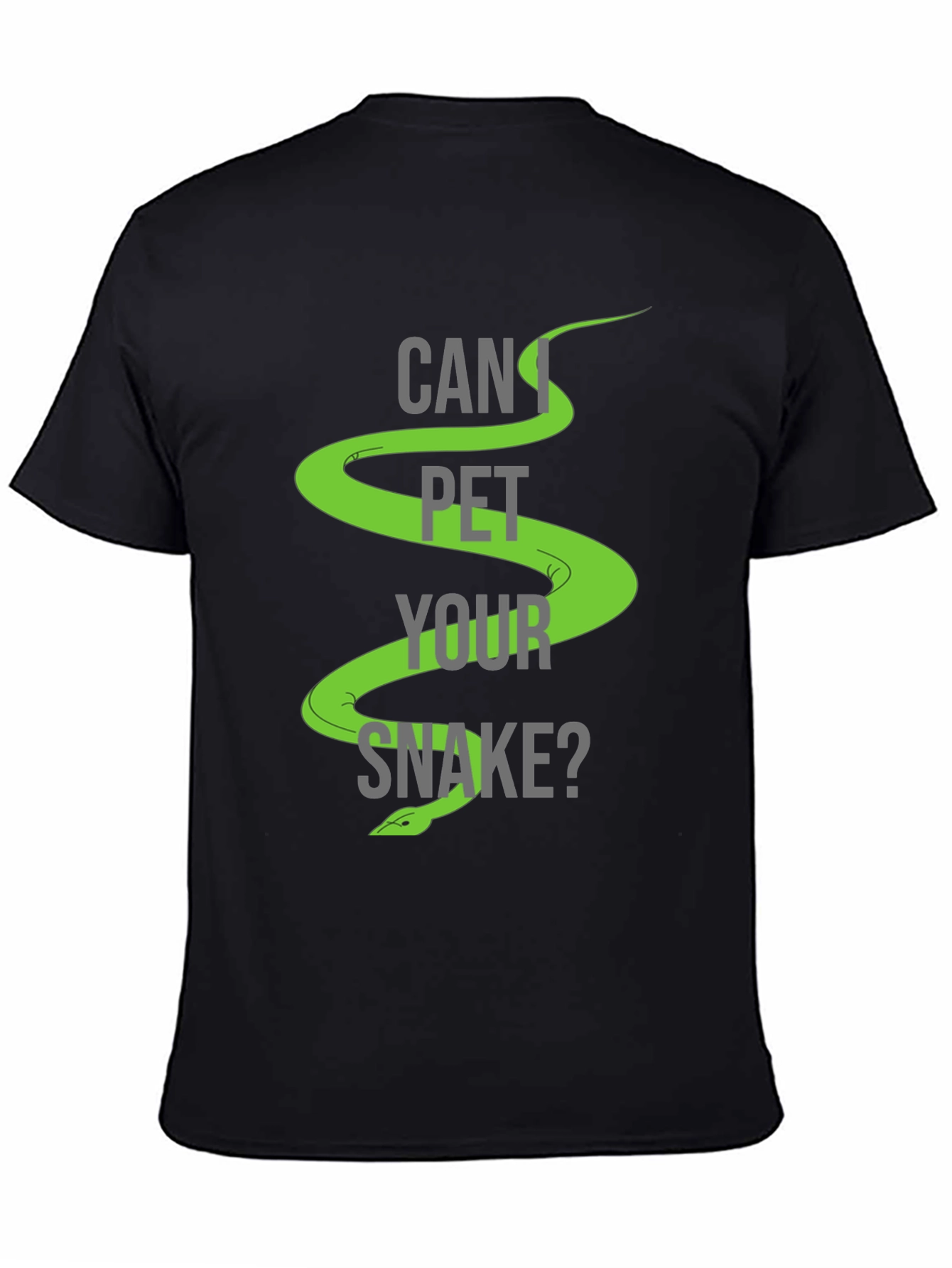 Black Can I Pet Your Snake? Graphic T-Shirt view 4