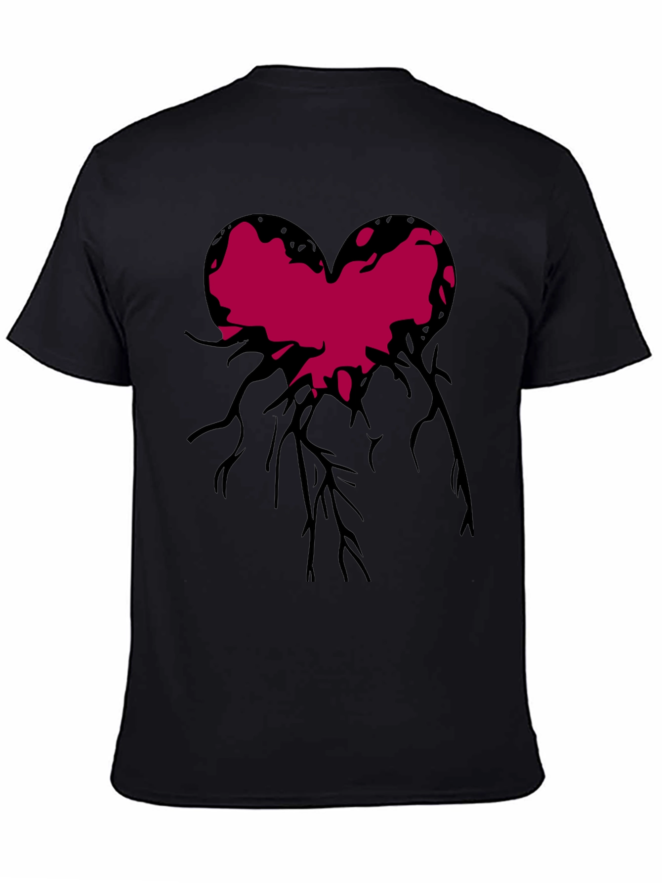 Black Heart Roots Graphic Print Crew Neck T-Shirt view 4
