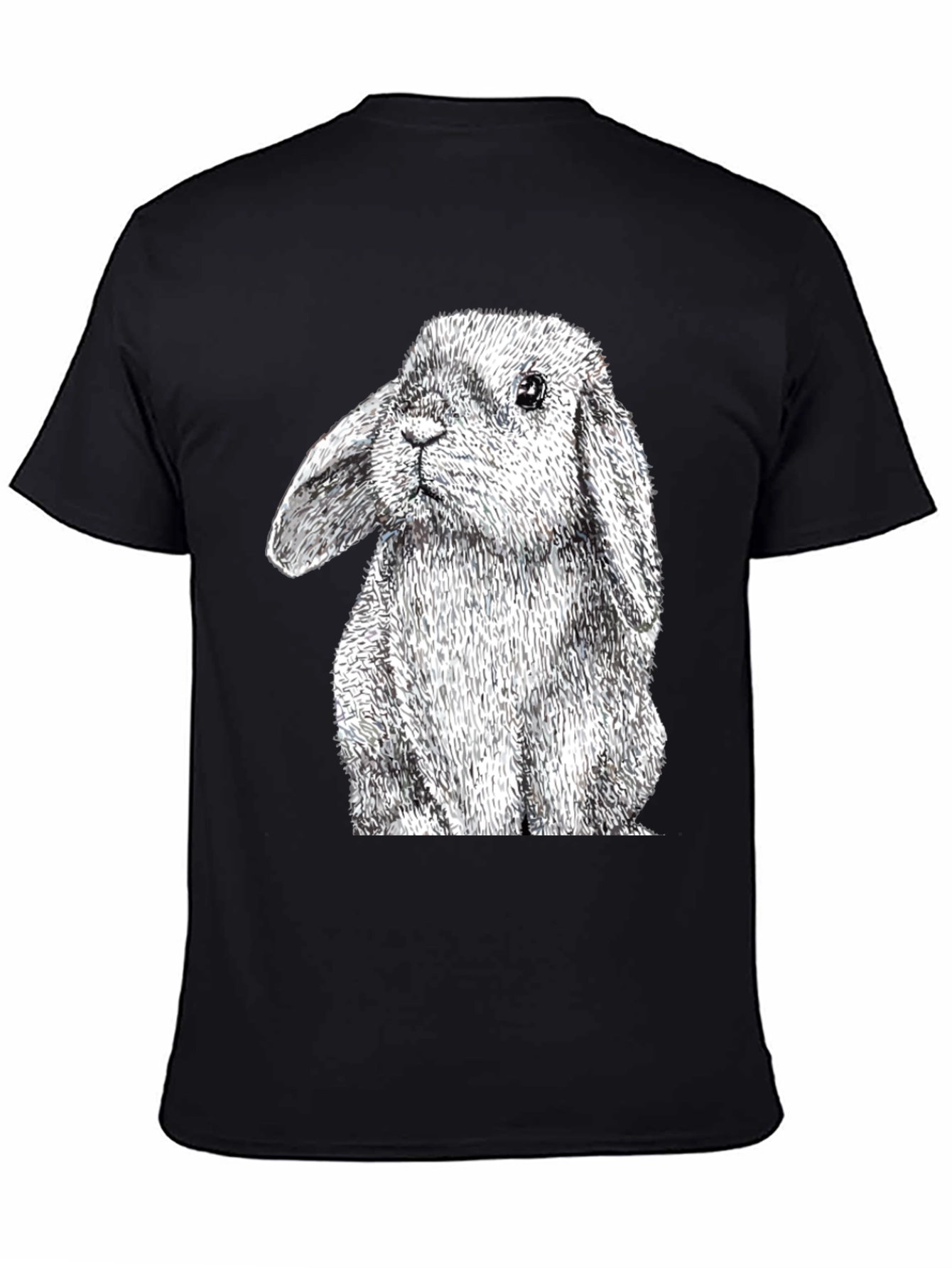 Black Rabbit Graphic Tee - Black Cotton T-Shirt view 4