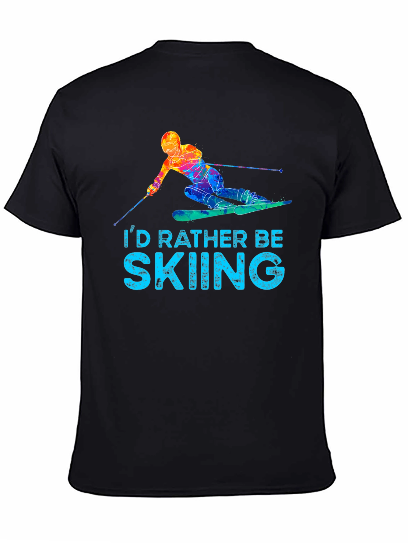 Black I'd Rather Be Skiing T-Shirt - Novelty Graphic Tee view 4