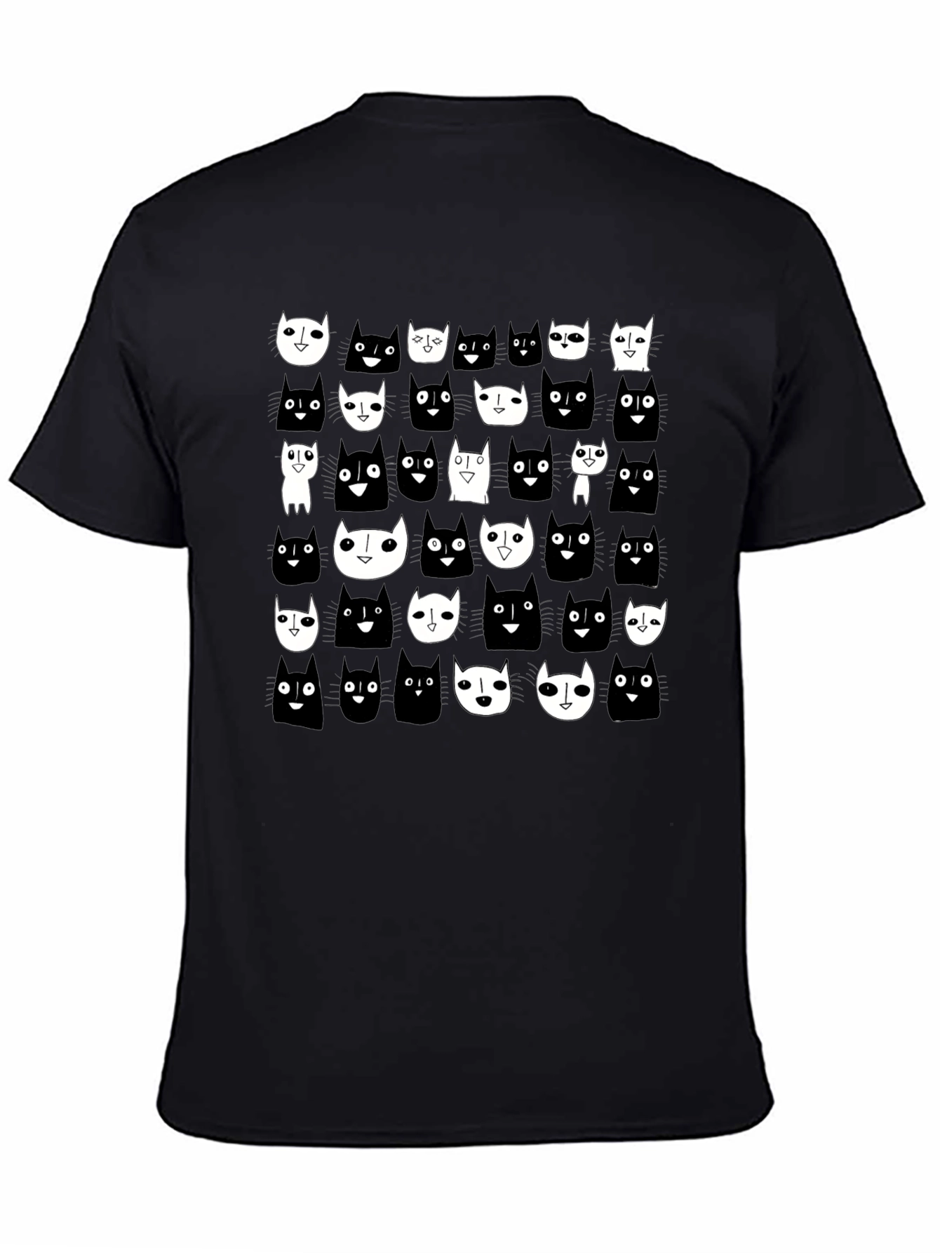 Black Black Cat Pattern T-Shirt view 4