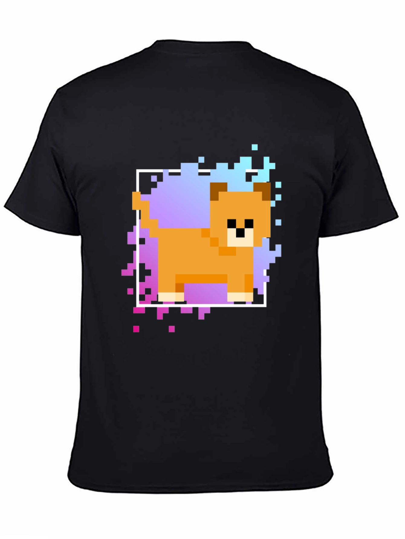 Black Pixel Dog Graphic T-Shirt - Trendy Casual Wear view 4