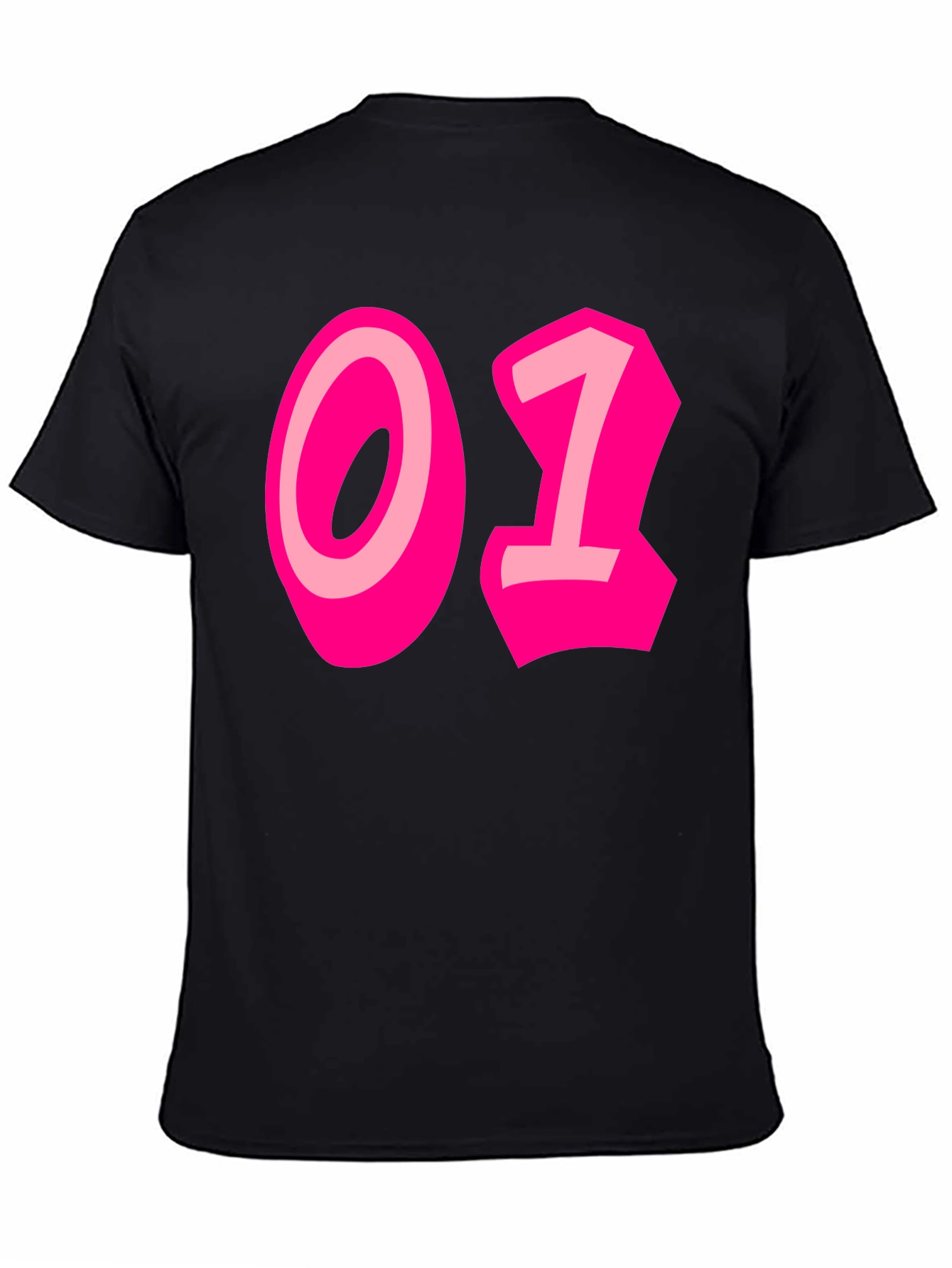 Black Black Tee with Bold Pink "01" Graphic view 4