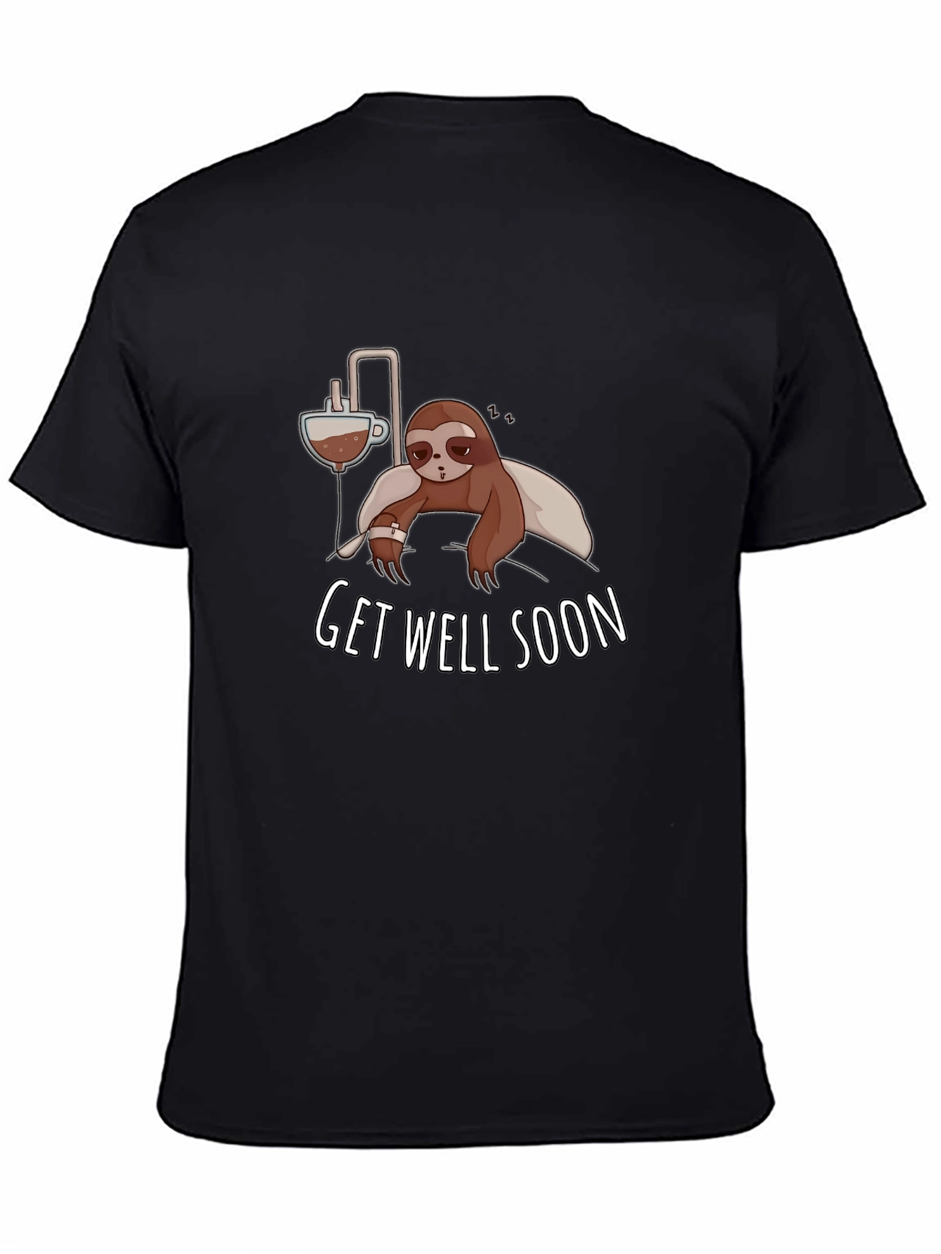 Black Get Well Soon Sloth Graphic T-Shirt view 4
