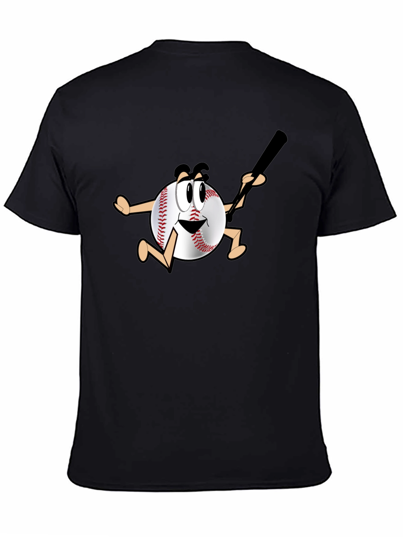 Black Baseball Cartoon T-Shirt view 4