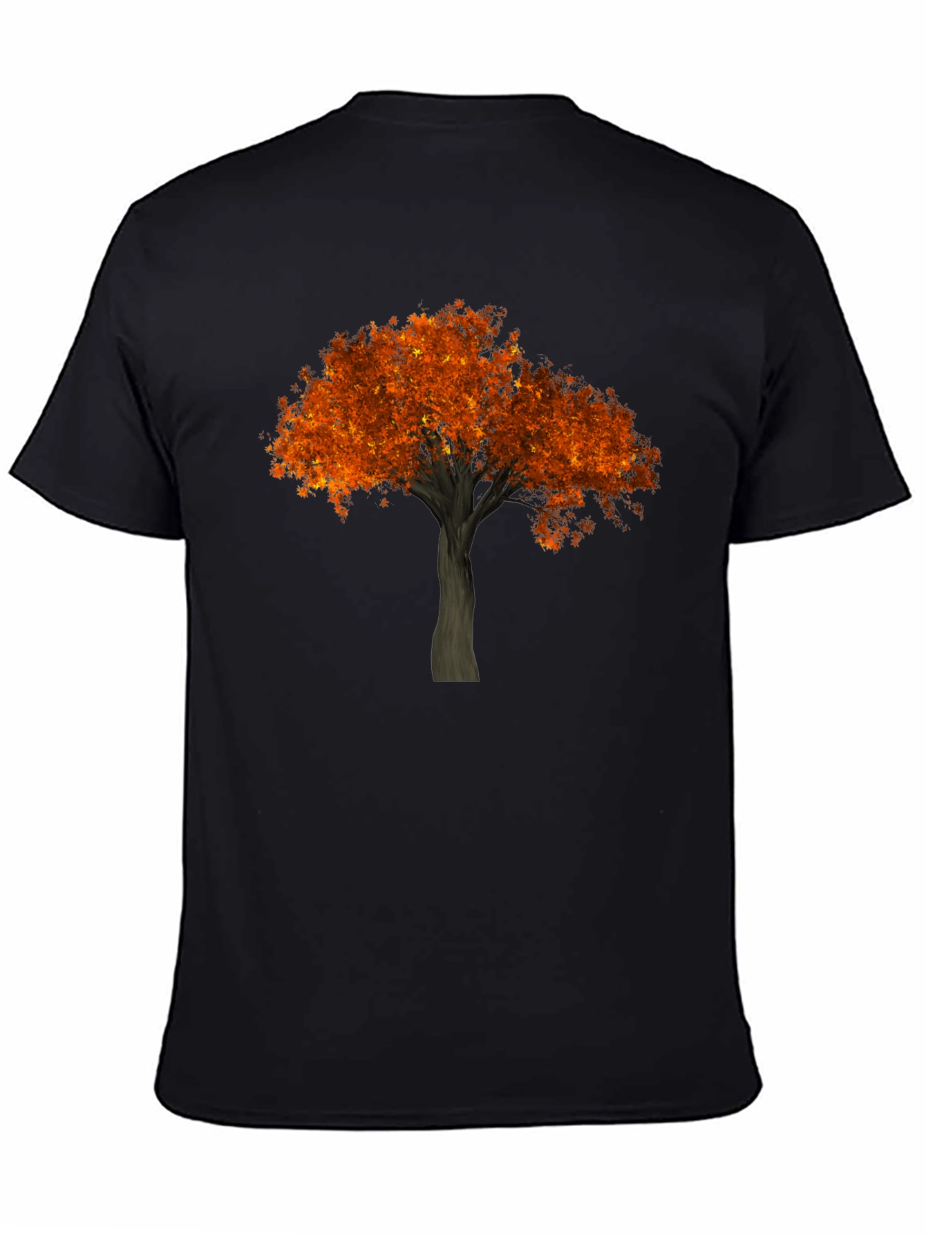 Black Autumn Tree Graphic Tee - Black Cotton Casual Shirt view 4