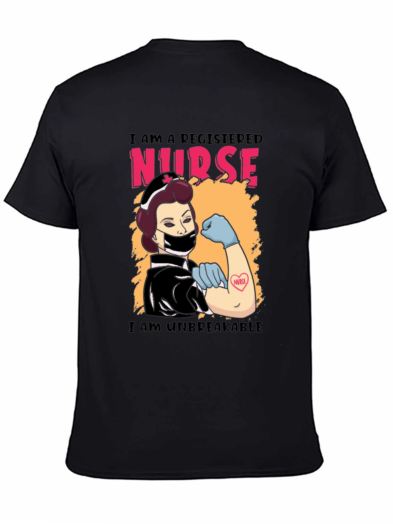 Black Registered Nurse Unbreakable Graphic T-Shirt view 4