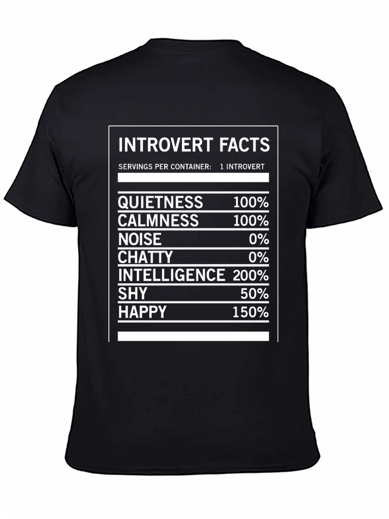 Black Introvert Facts Graphic Novelty T-Shirt view 4