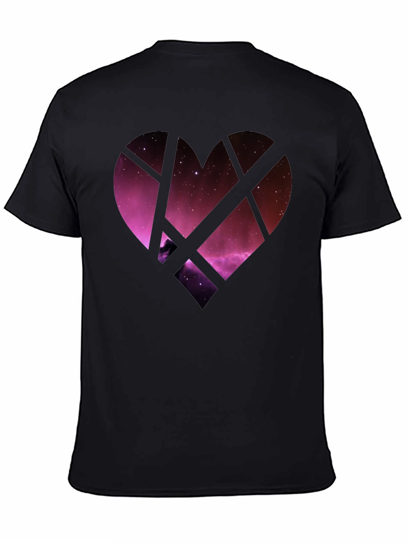 Black Galaxy Heart Graphic Tee - Black Cotton Blend view 4