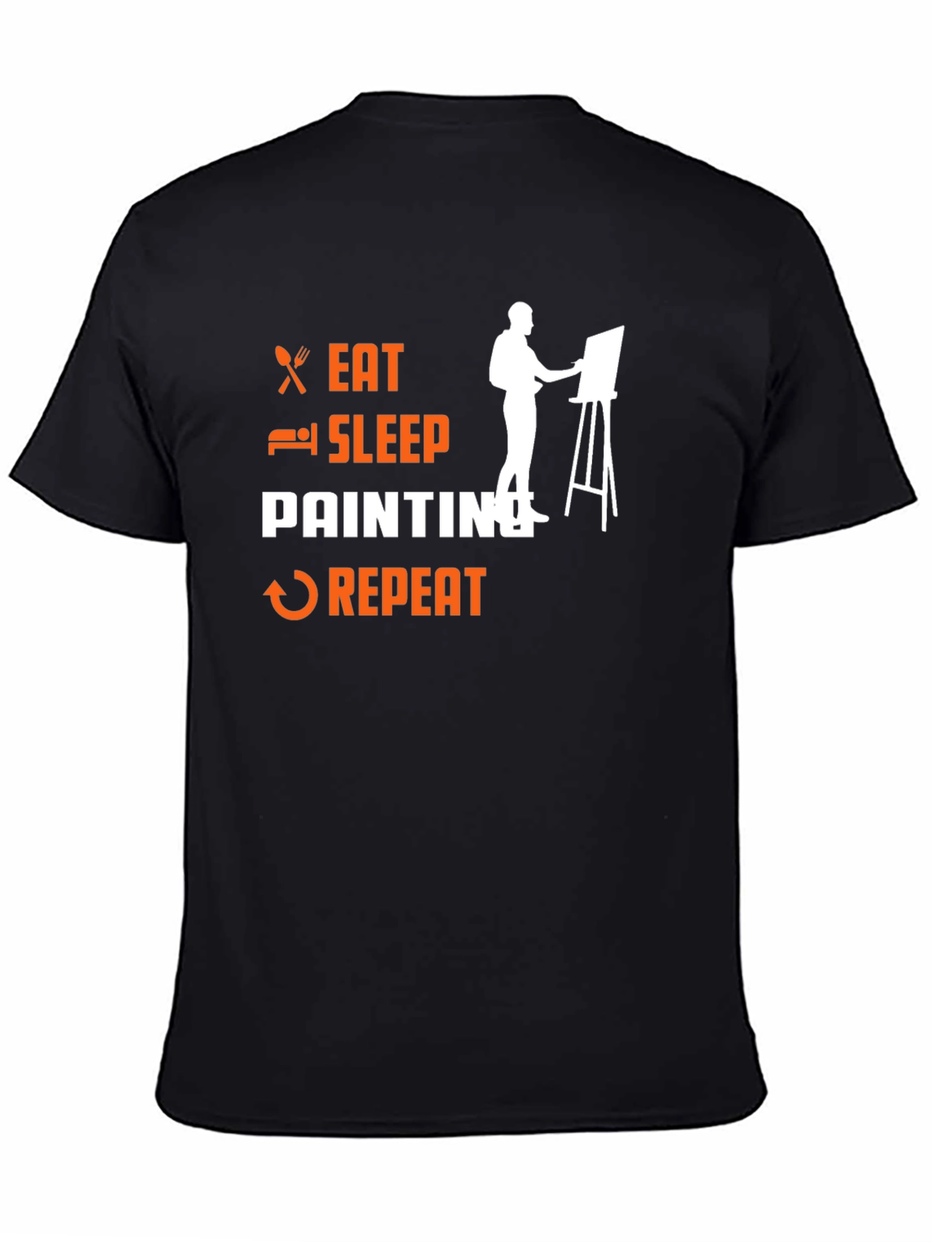 Eat Sleep Painting Repeat Black T-Shirt - 4