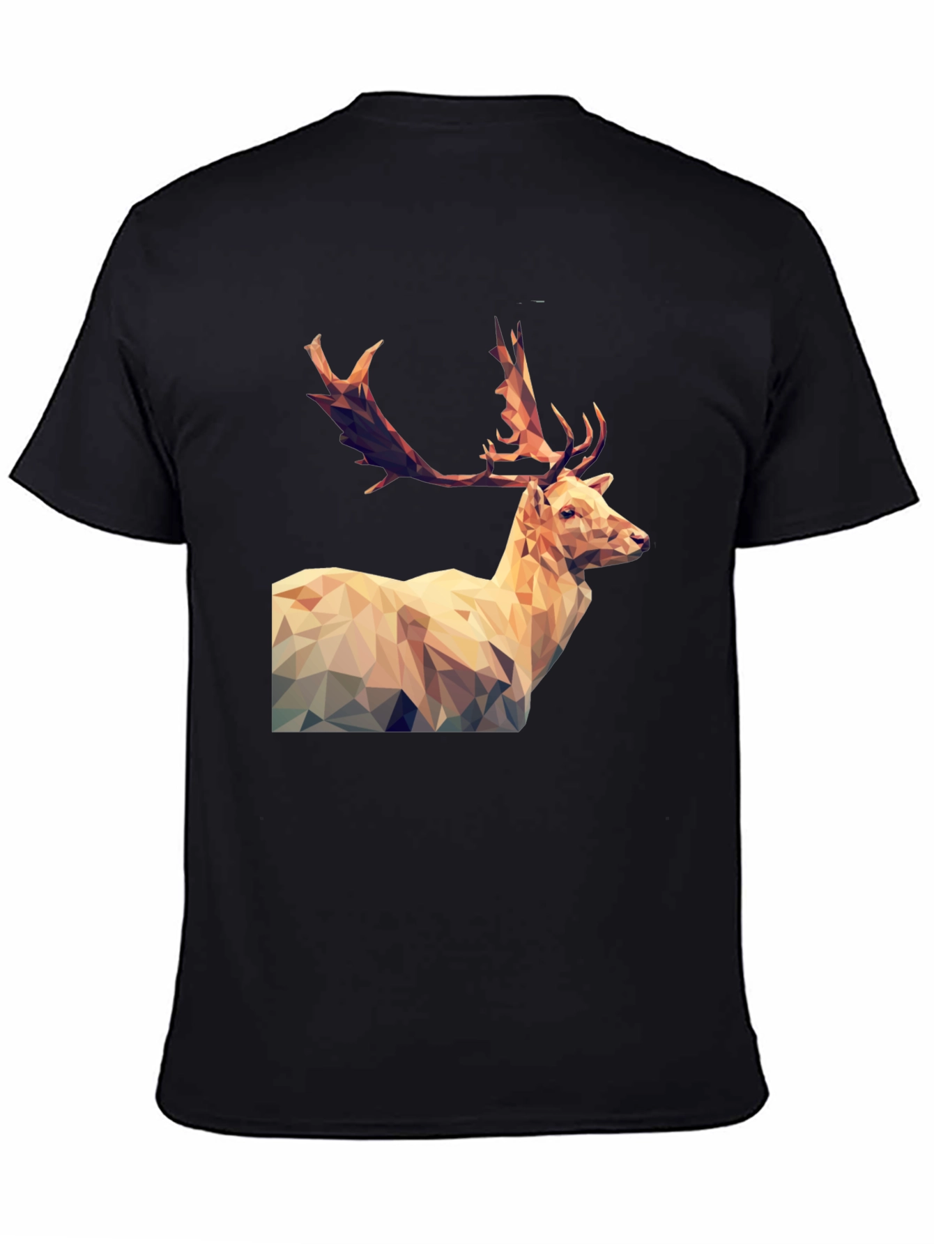 Black Geometric Deer Graphic Tee - Men's Black T-Shirt view 4