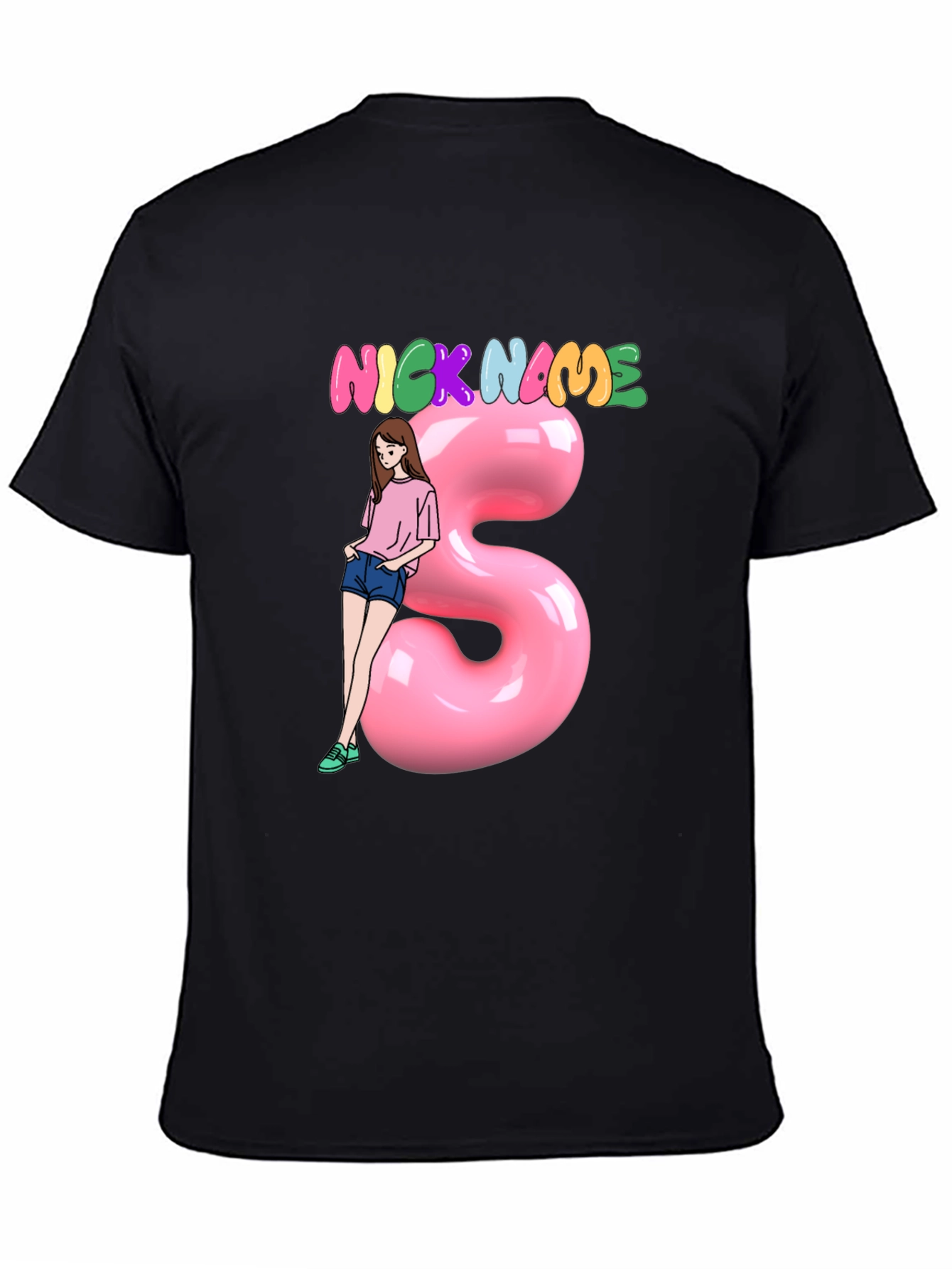Black Nickname Girl Graphic T-Shirt - Unisex view 4