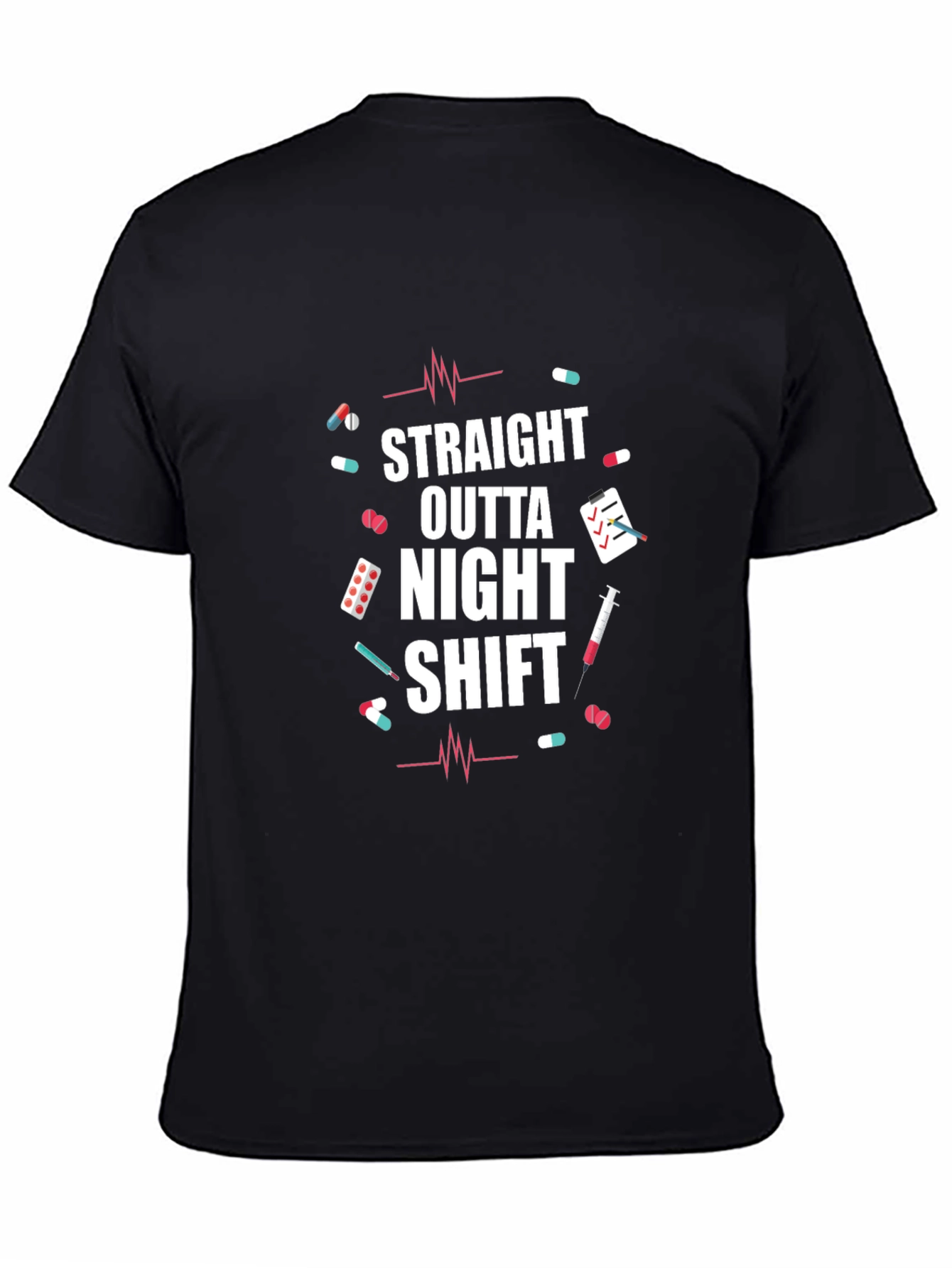 Black Straight Outta Night Shift T-Shirt view 4
