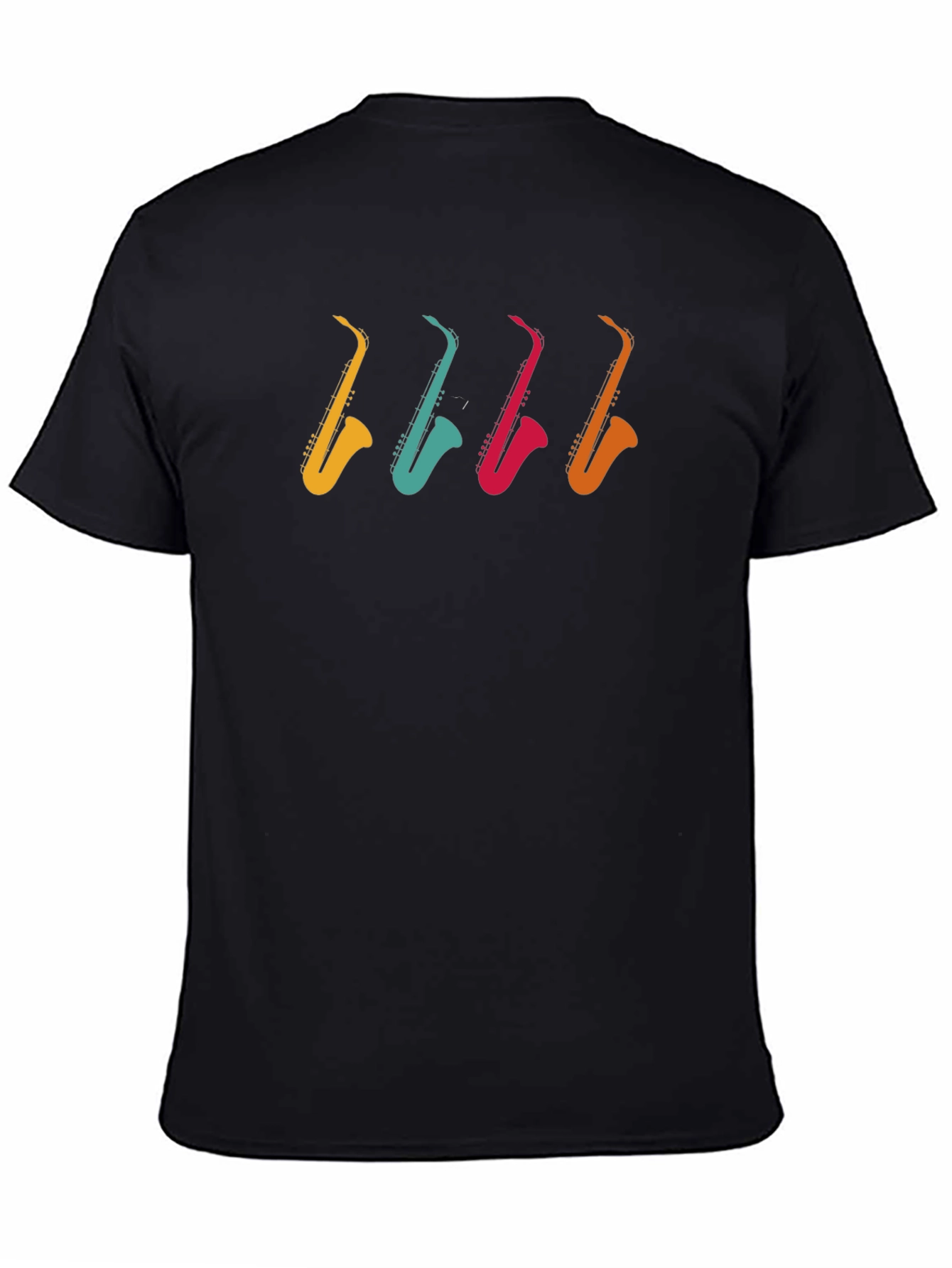Black Colorful Saxophone Graphic Tee - Music Lover Shirt view 4