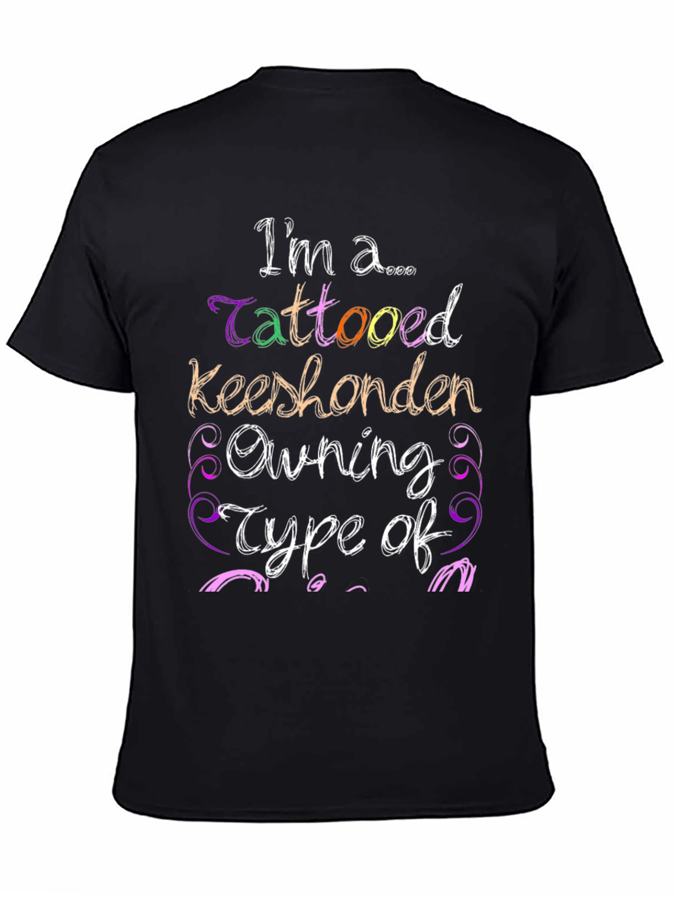 Black Tattooed Keeshonden Owning Type T-Shirt view 4