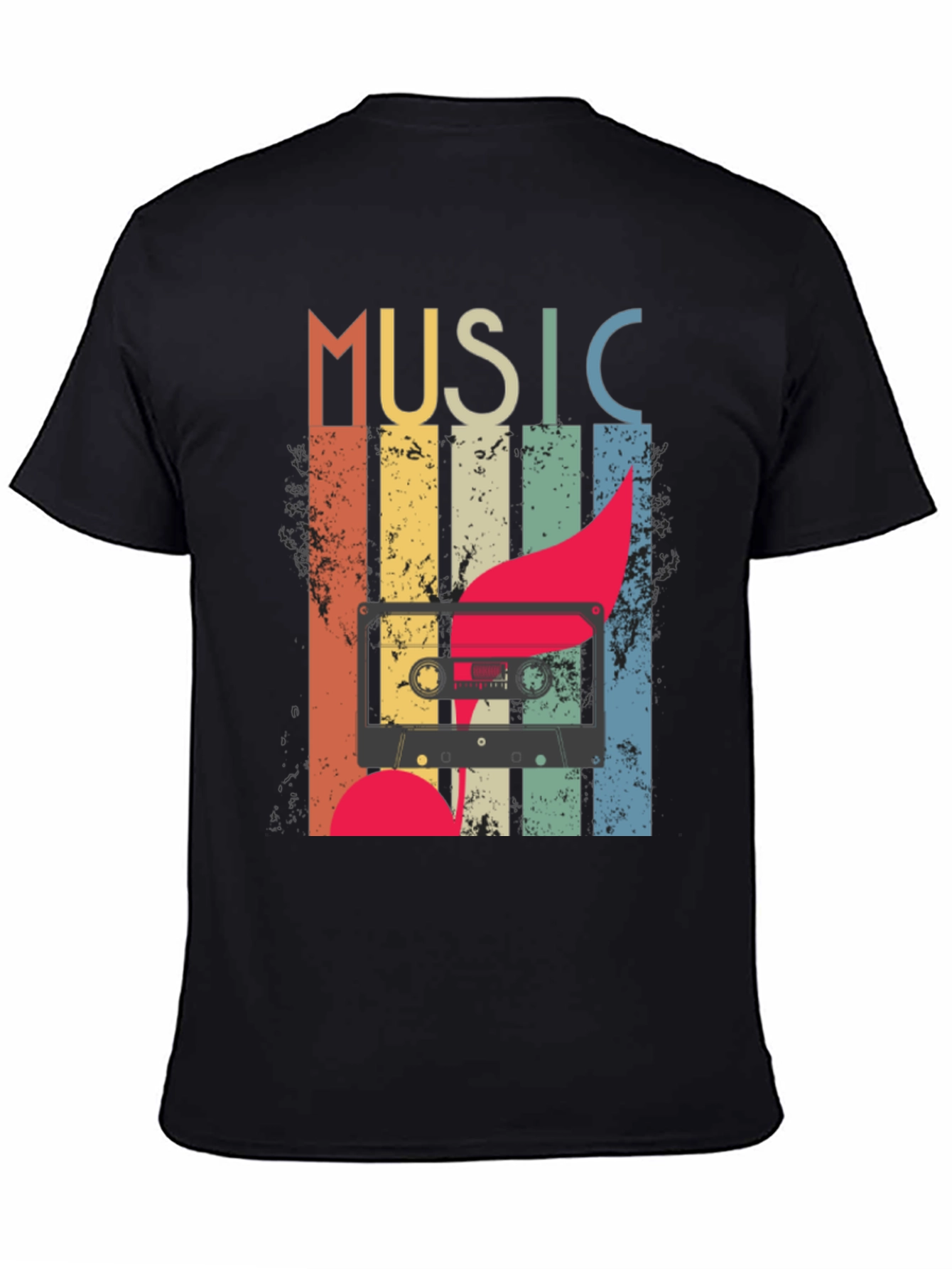 Black Retro Music Cassette T-Shirt - Vintage Style Tee view 4