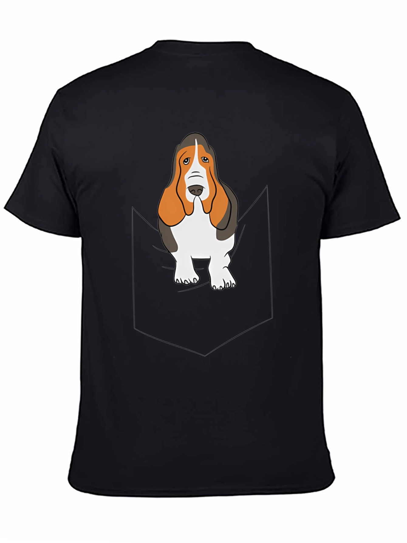 Black Basset Hound Pocket T-Shirt - Dog Lover Tee view 4