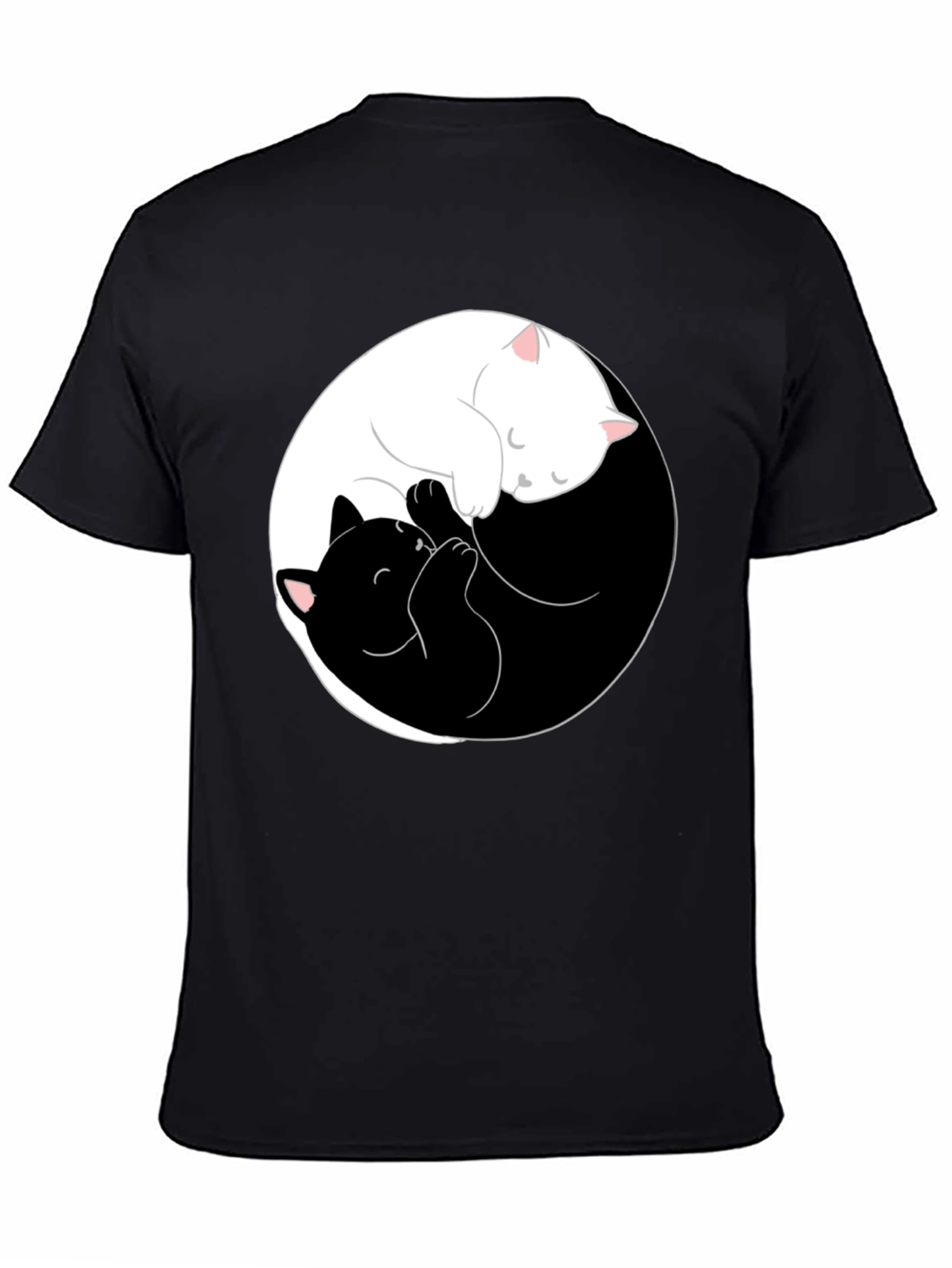 Black Yin Yang Cats T-Shirt - Black view 4