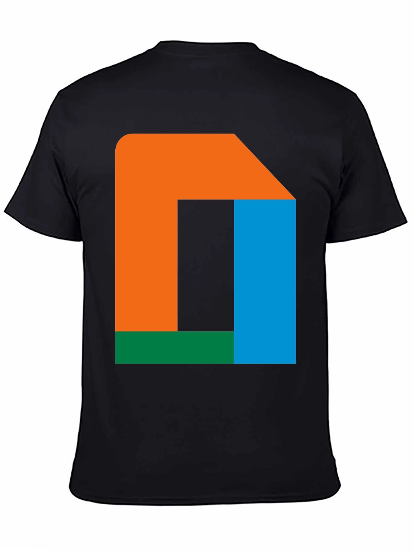 Black Abstract Color Block T-Shirt - Modern Geometric Design view 4