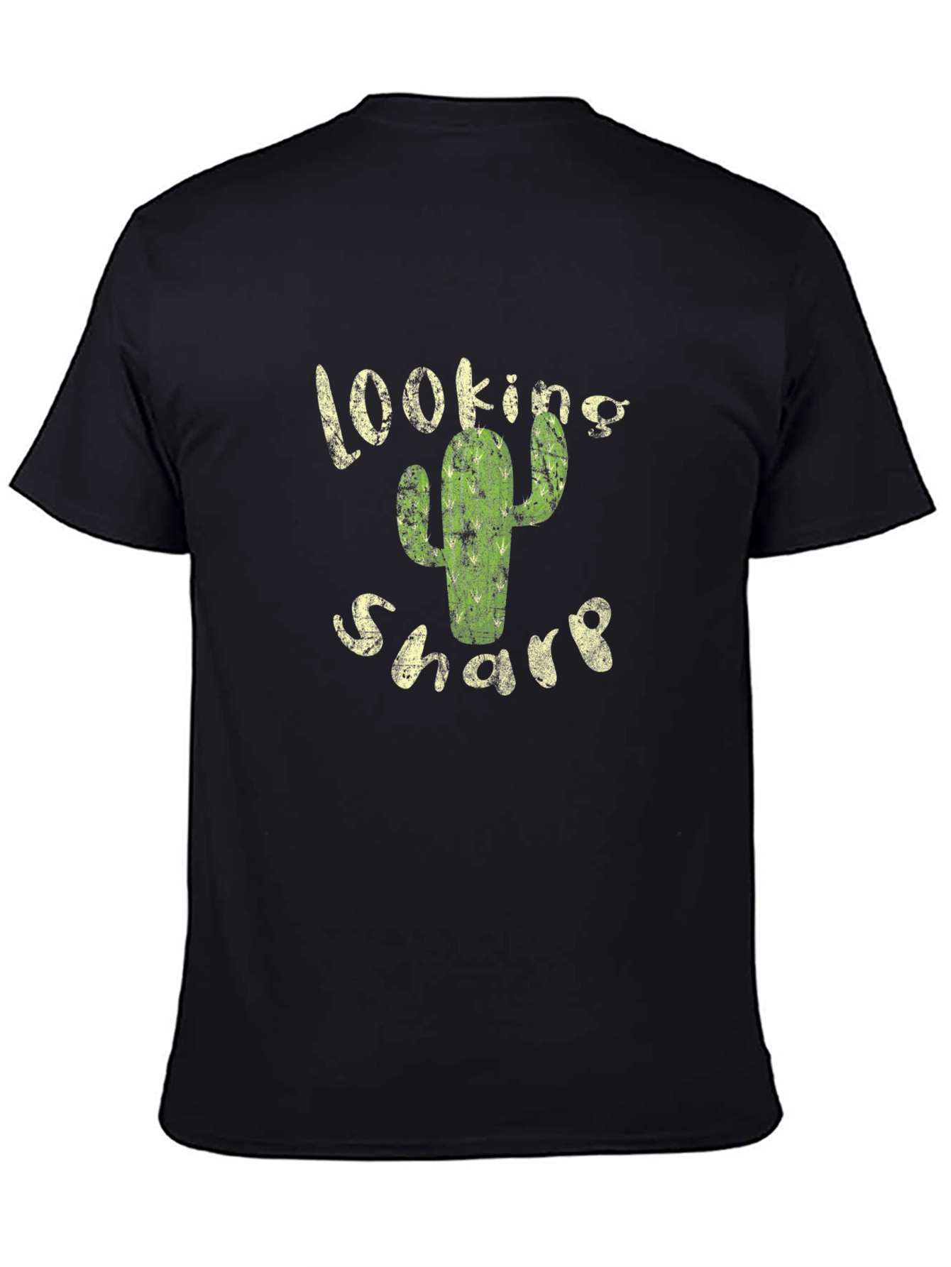 Black Looking Sharp Cactus Graphic Black T-Shirt view 4