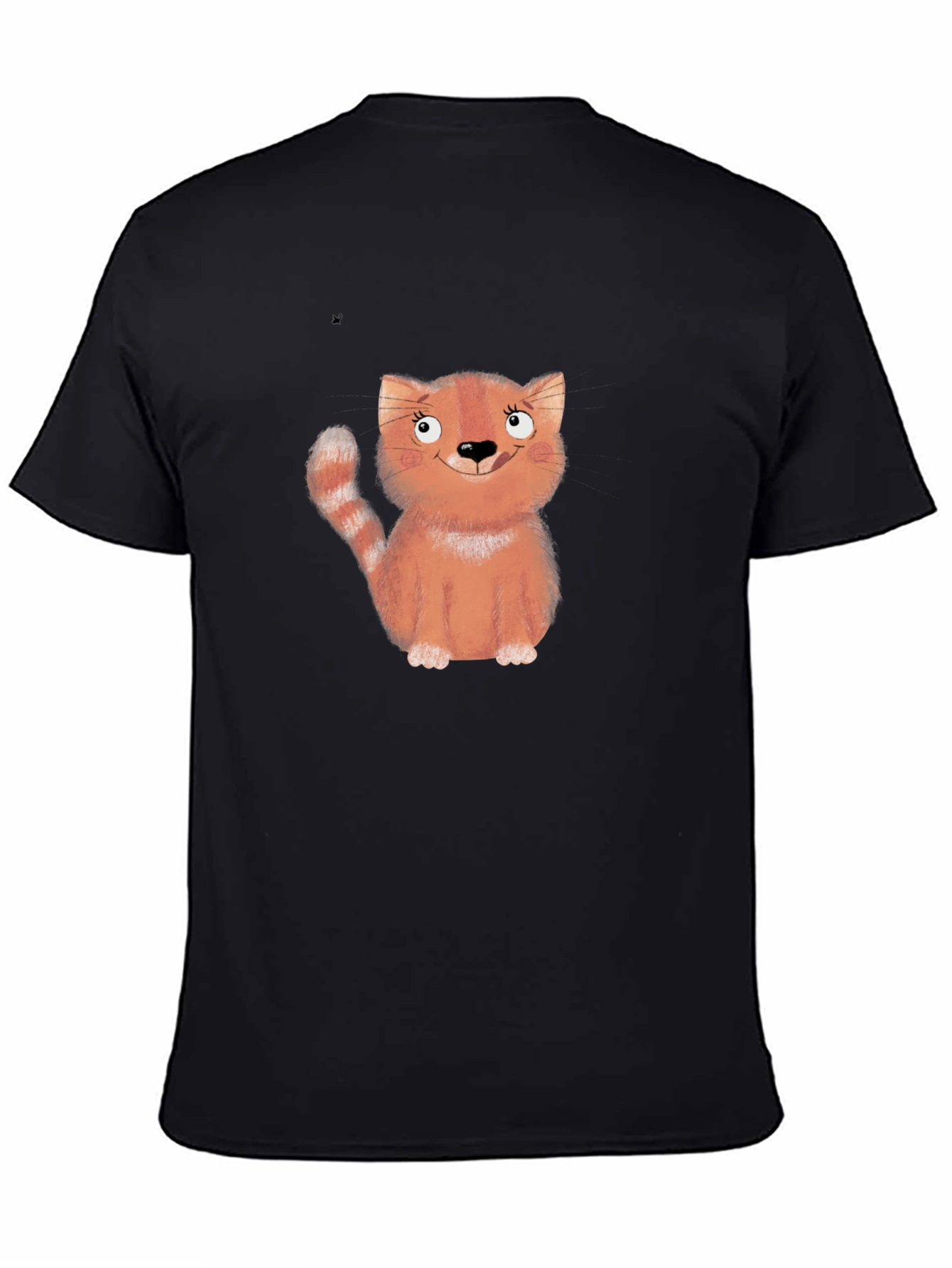 Black Cute Cartoon Cat Black T-Shirt view 4