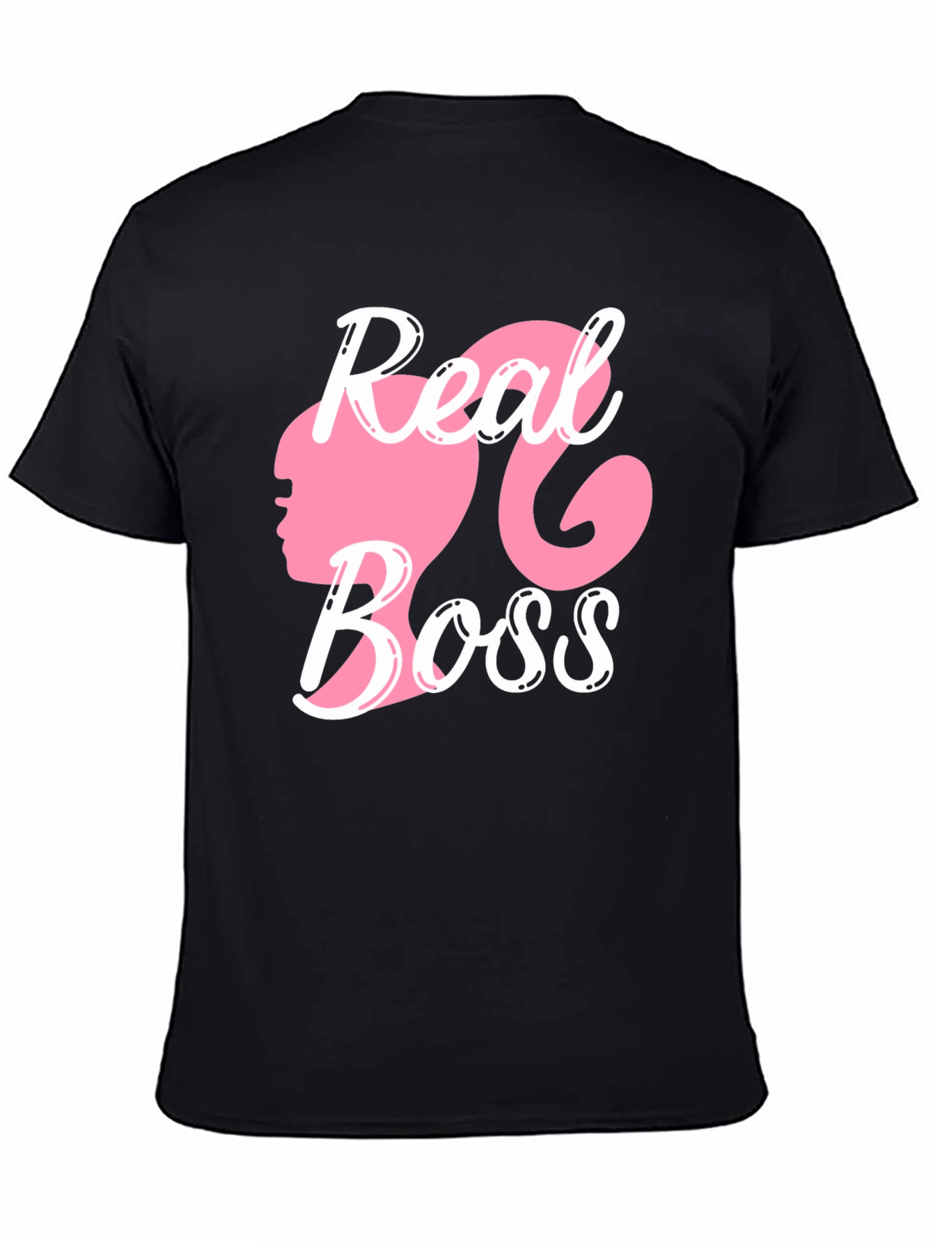 Black Real Boss T-Shirt Pink Silhouette view 4