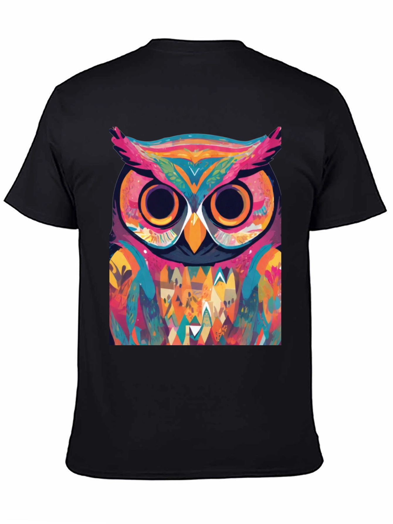 Black Abstract Owl Graphic Tee - Cool Colorful Design view 4