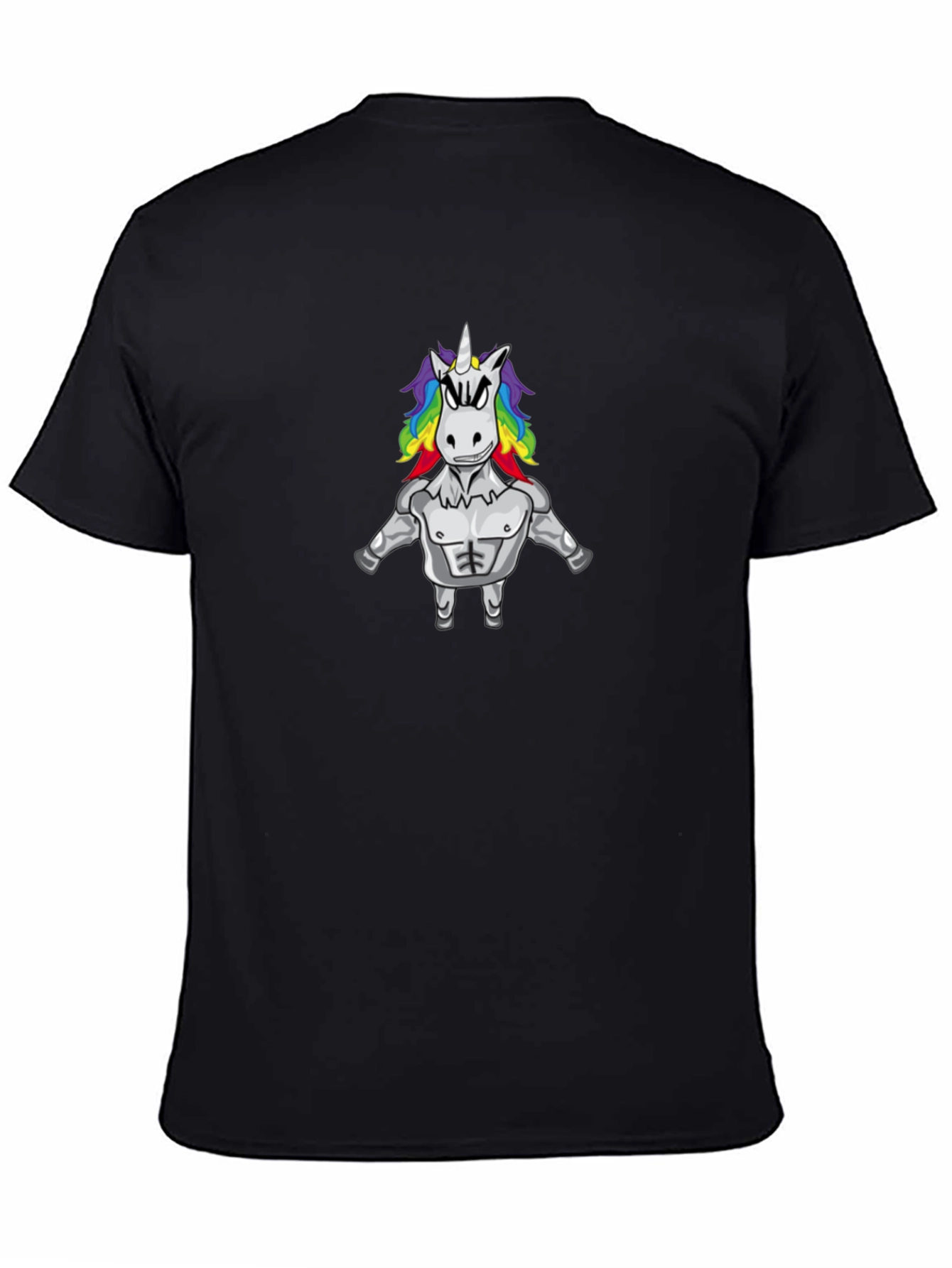 Black Buff Unicorn T-Shirt - Gym Humor, Rainbow Mane view 4