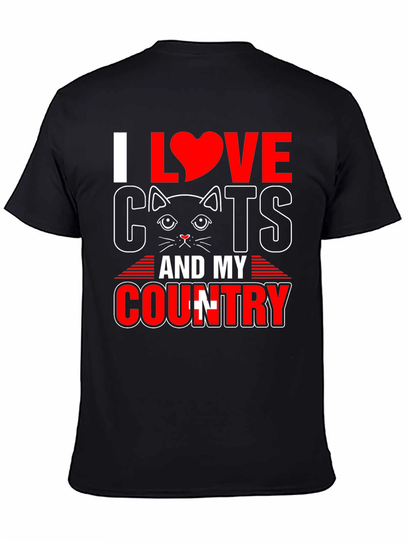 Black I Love Cats and My Country T-Shirt view 4