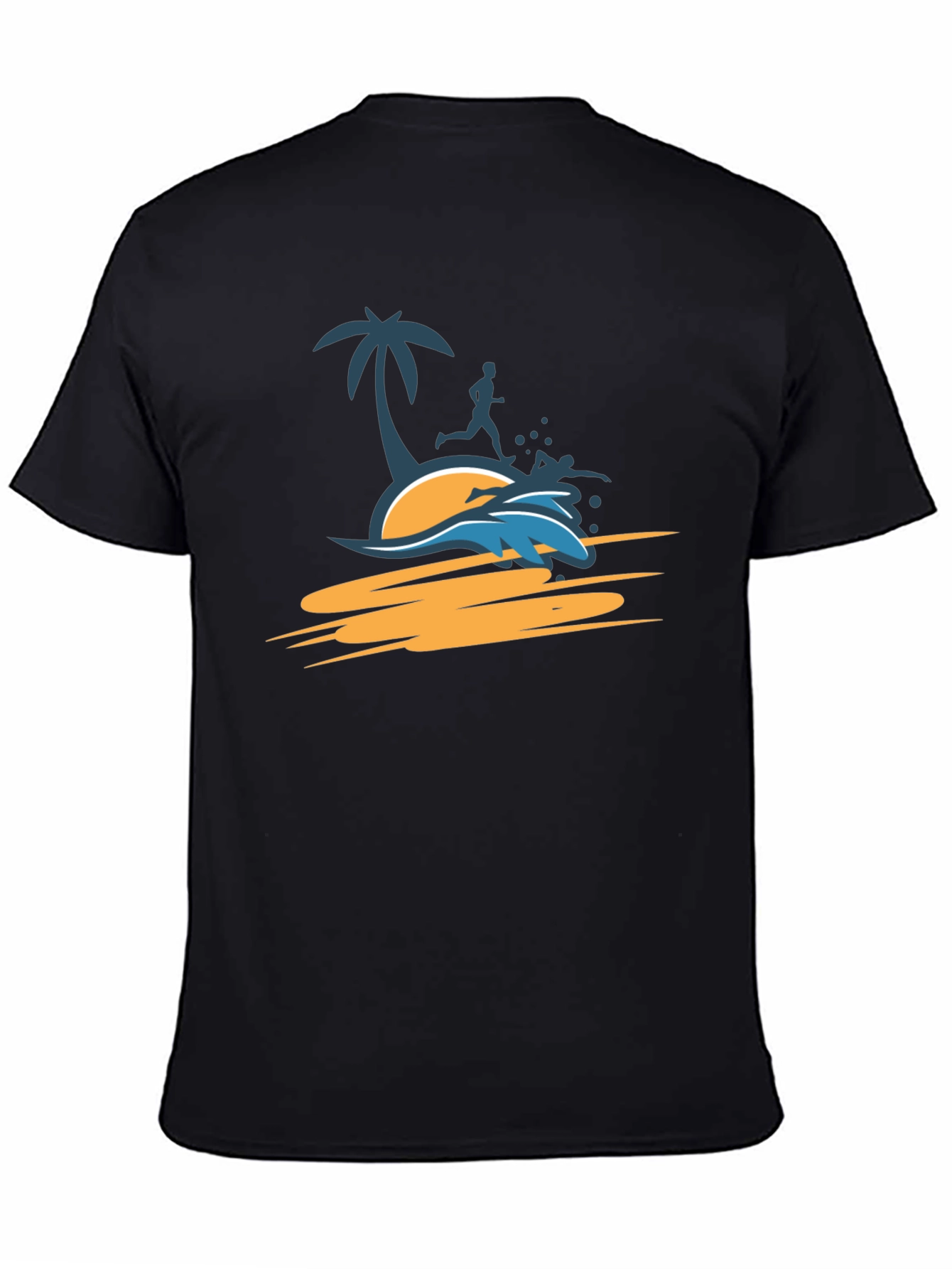 Black Tropical Beach Run T-Shirt - Black view 4
