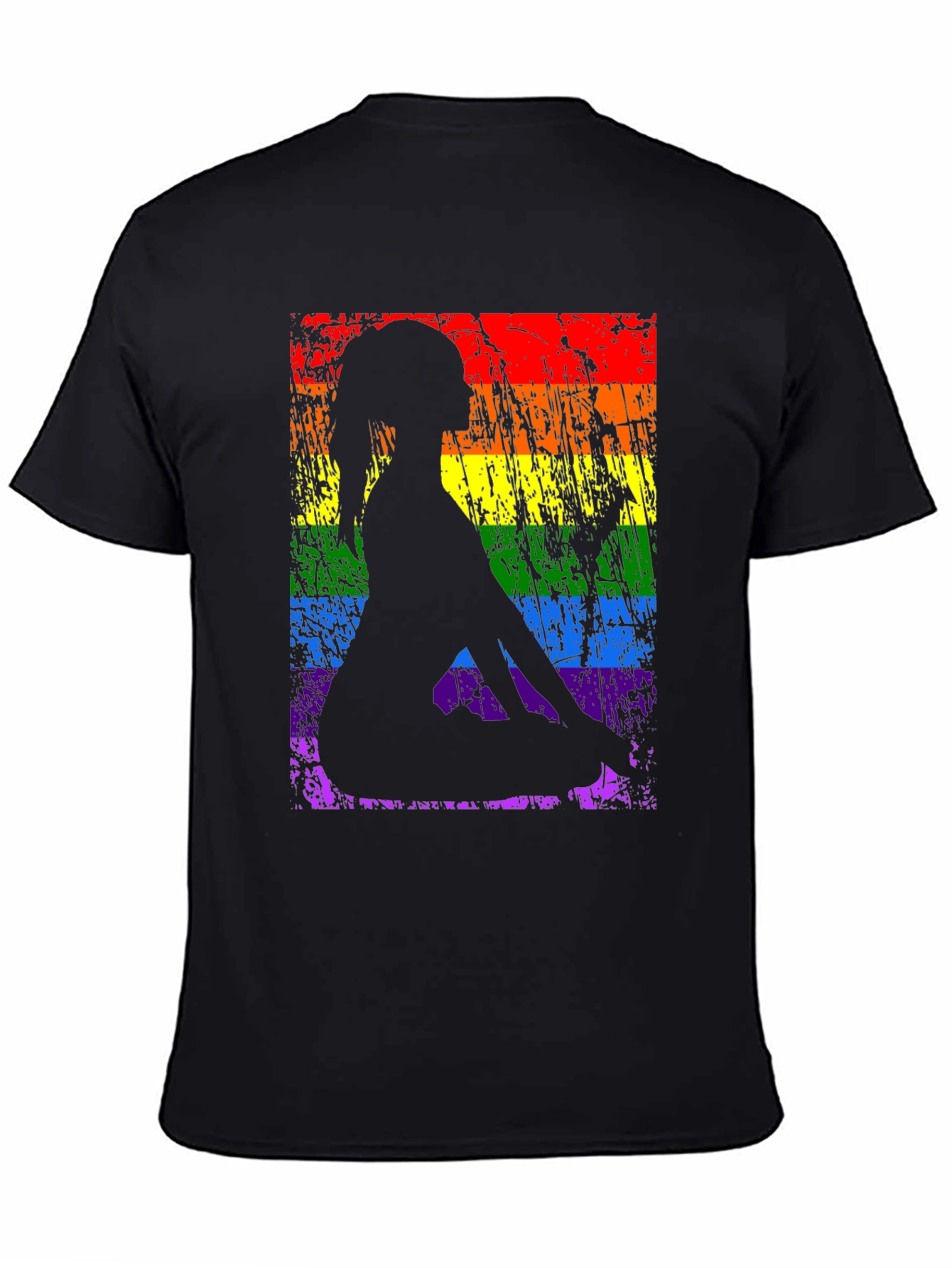 Black Yoga Pose LGBTQ Pride T-Shirt view 4