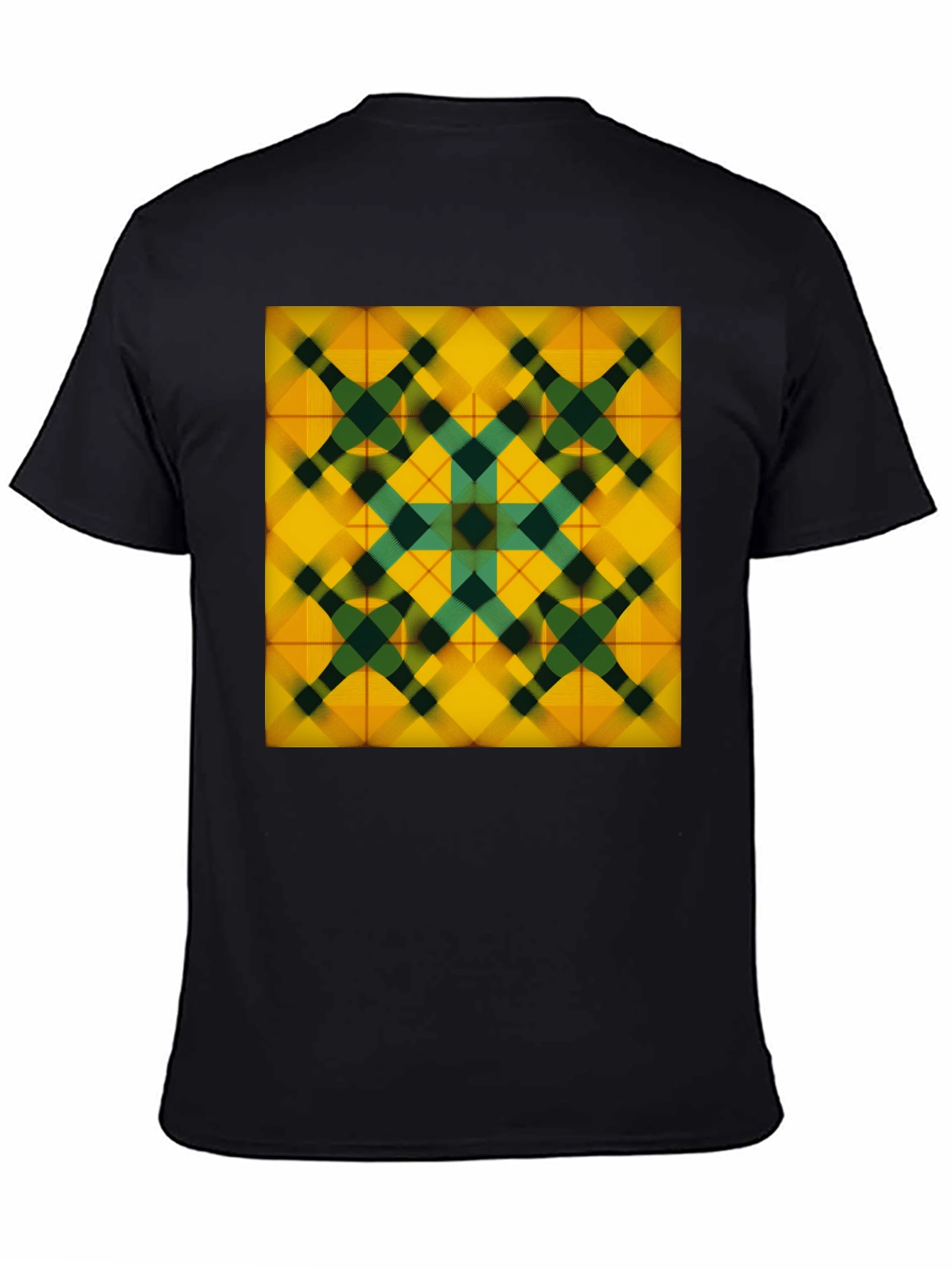 Black Geometric Plaid Tee - Stylish Graphic Print view 4