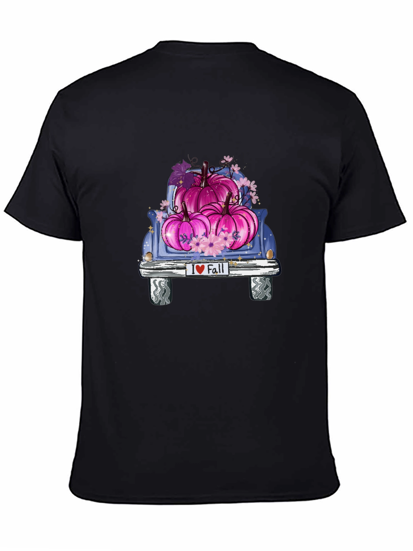 Black I Love Fall Pumpkin Truck Tee view 4