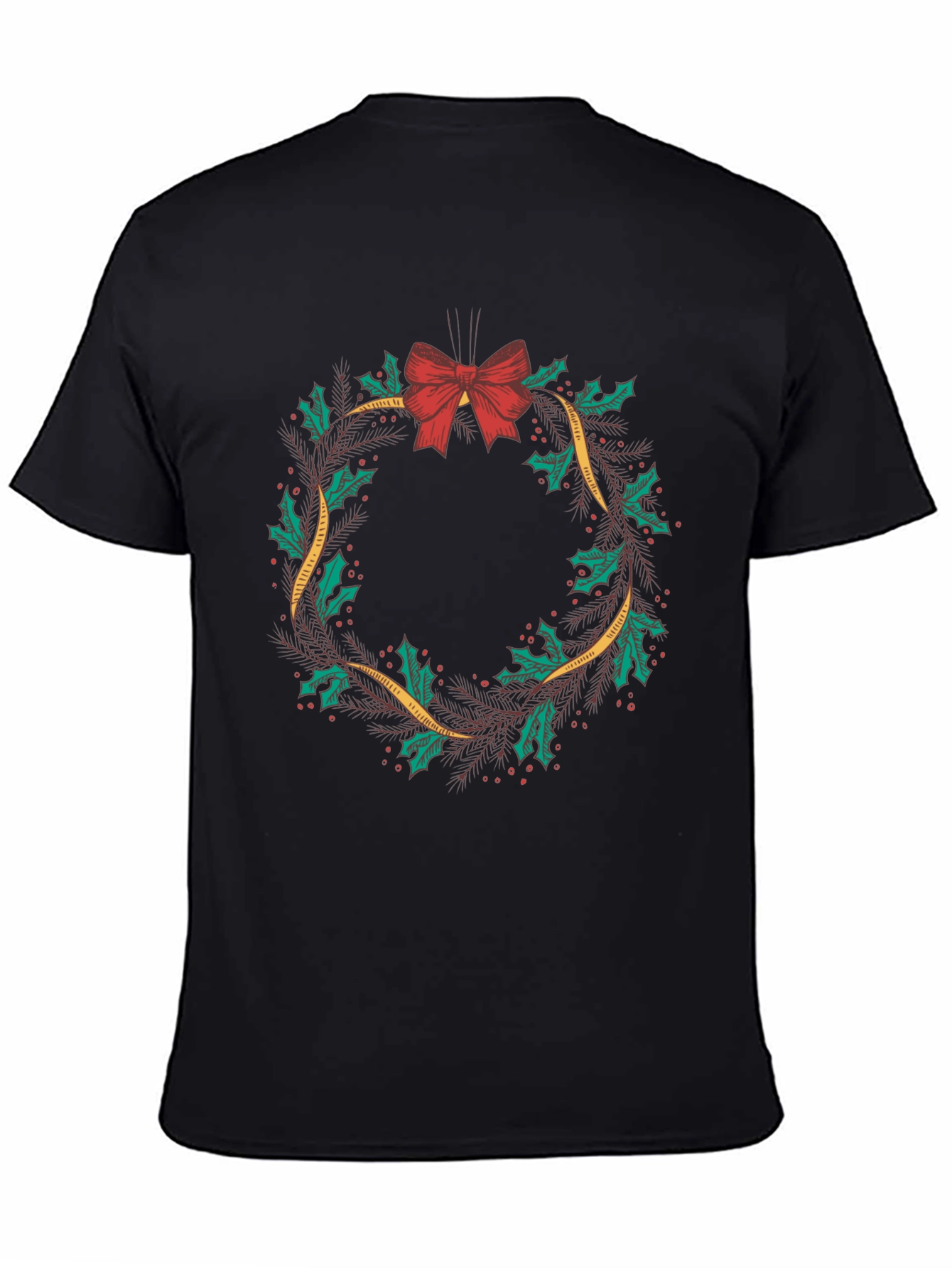 Black Holiday Wreath Graphic Tee view 4