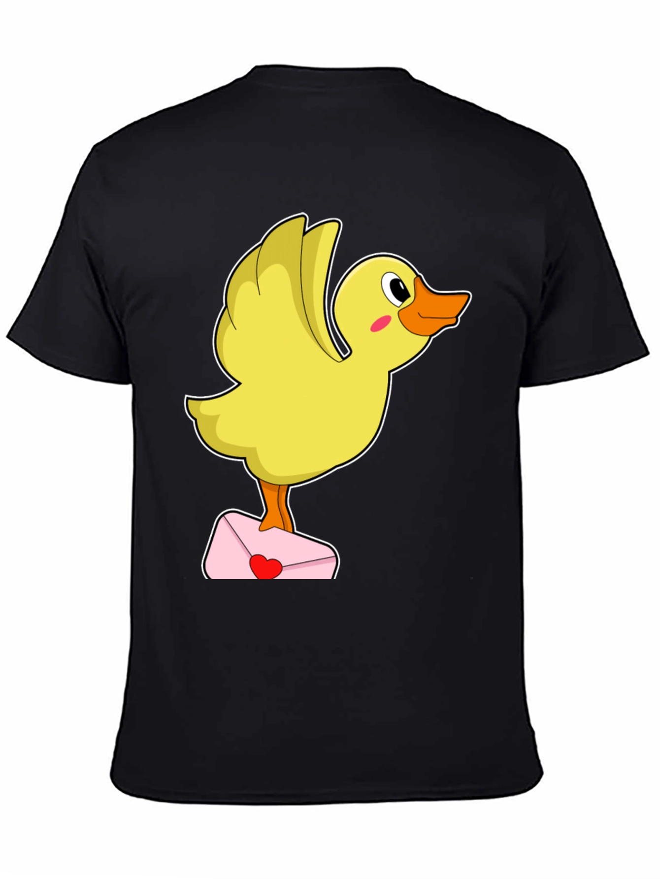 Black Duck with Love Letter T-Shirt - Cute Valentine's Day Gift! view 4