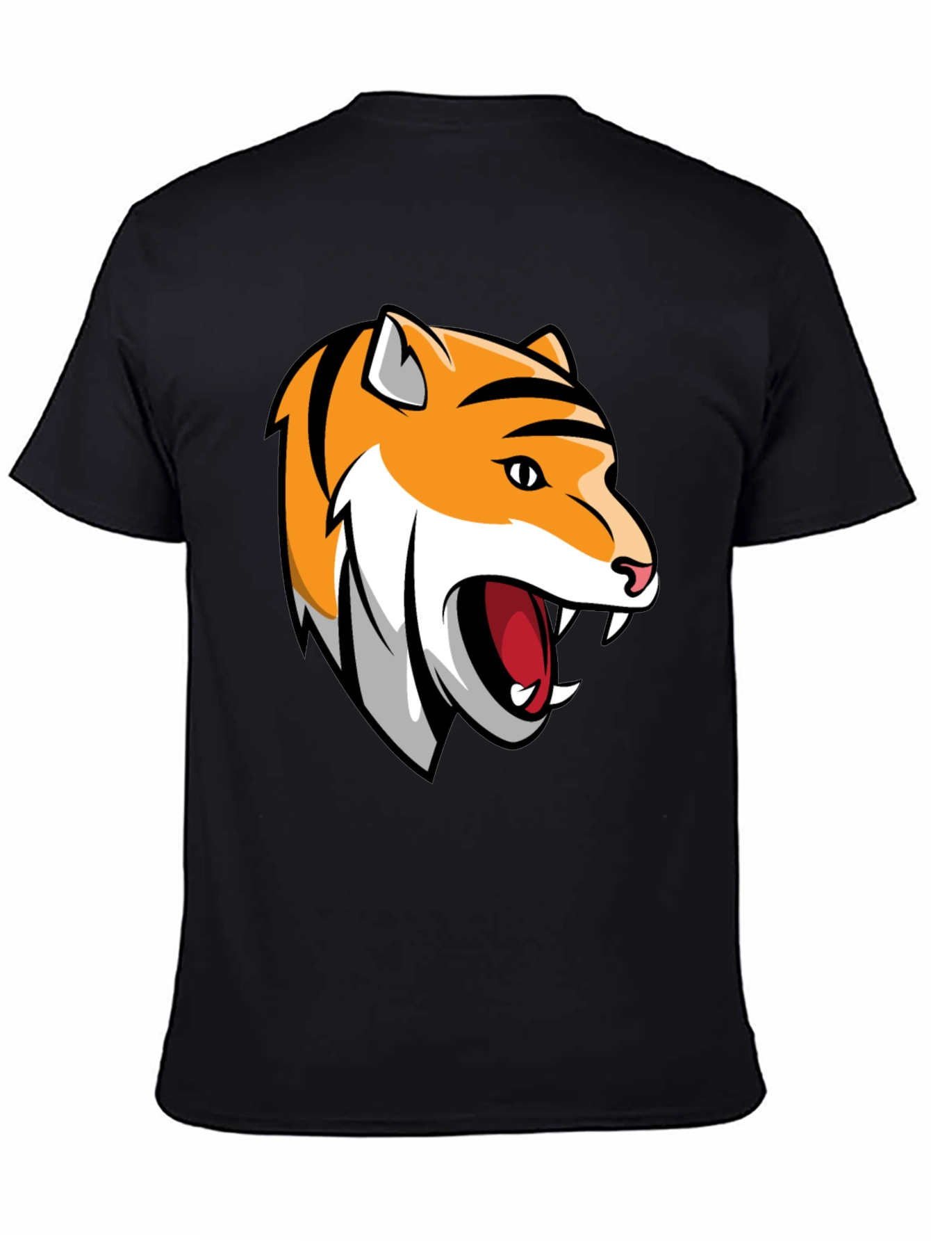 Black Roaring Tiger Graphic Tee - Black Cotton T-Shirt view 4