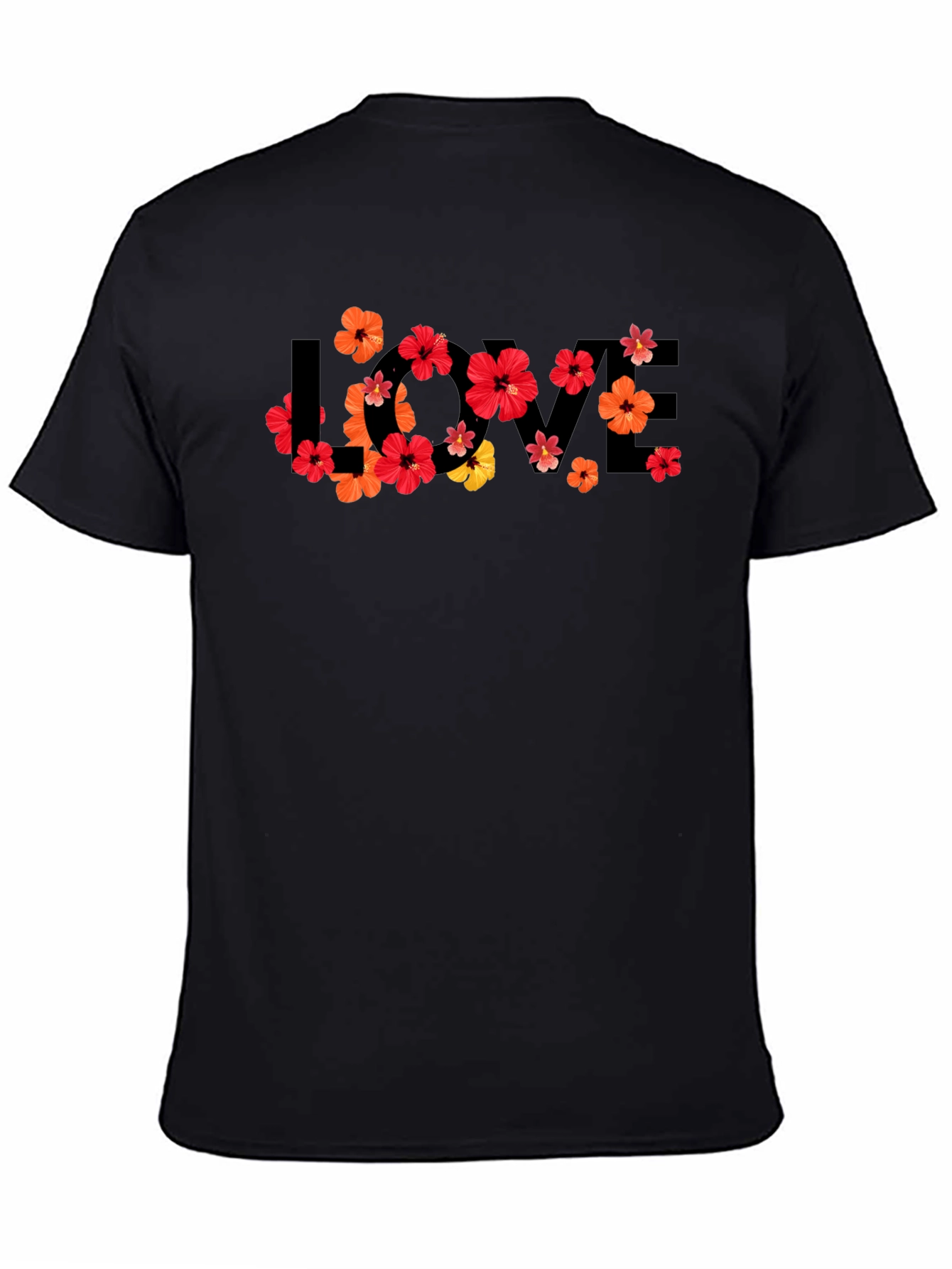 Black Floral LOVE Graphic Tee - Men's Black T-Shirt view 4