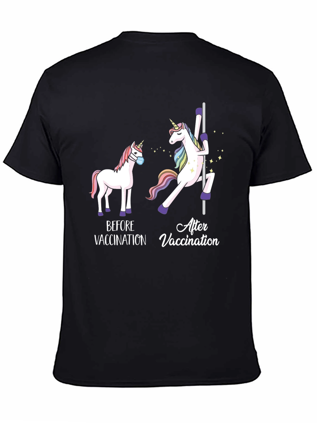 Black Vaccinated Unicorn T-Shirt view 4