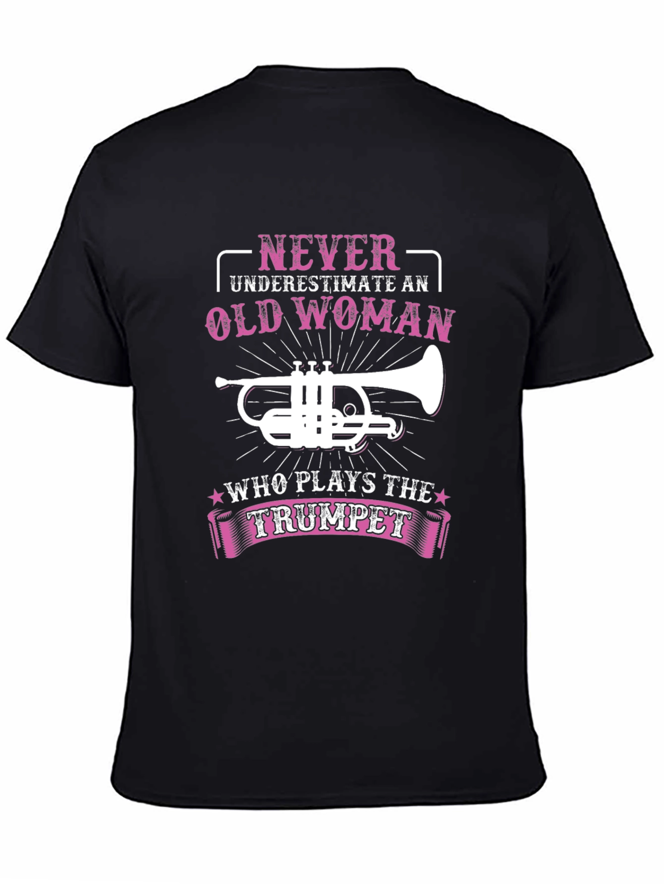 Black Never Underestimate Old Woman Trumpet Player T-Shirt view 4