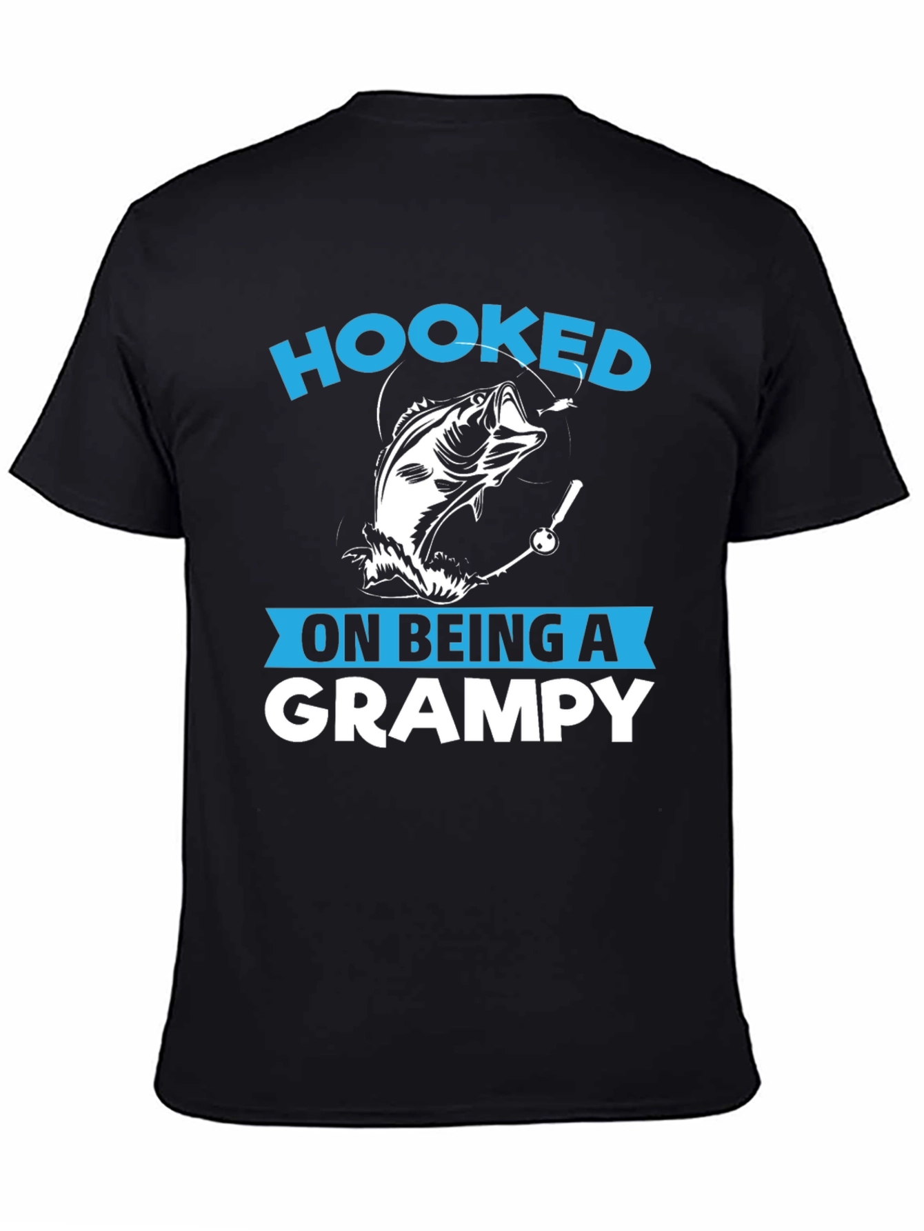 Black Hooked on Being a Grampy T-Shirt view 4