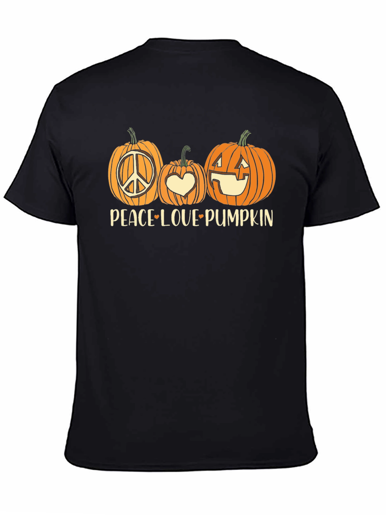Black Peace Love Pumpkin Halloween T-Shirt view 4